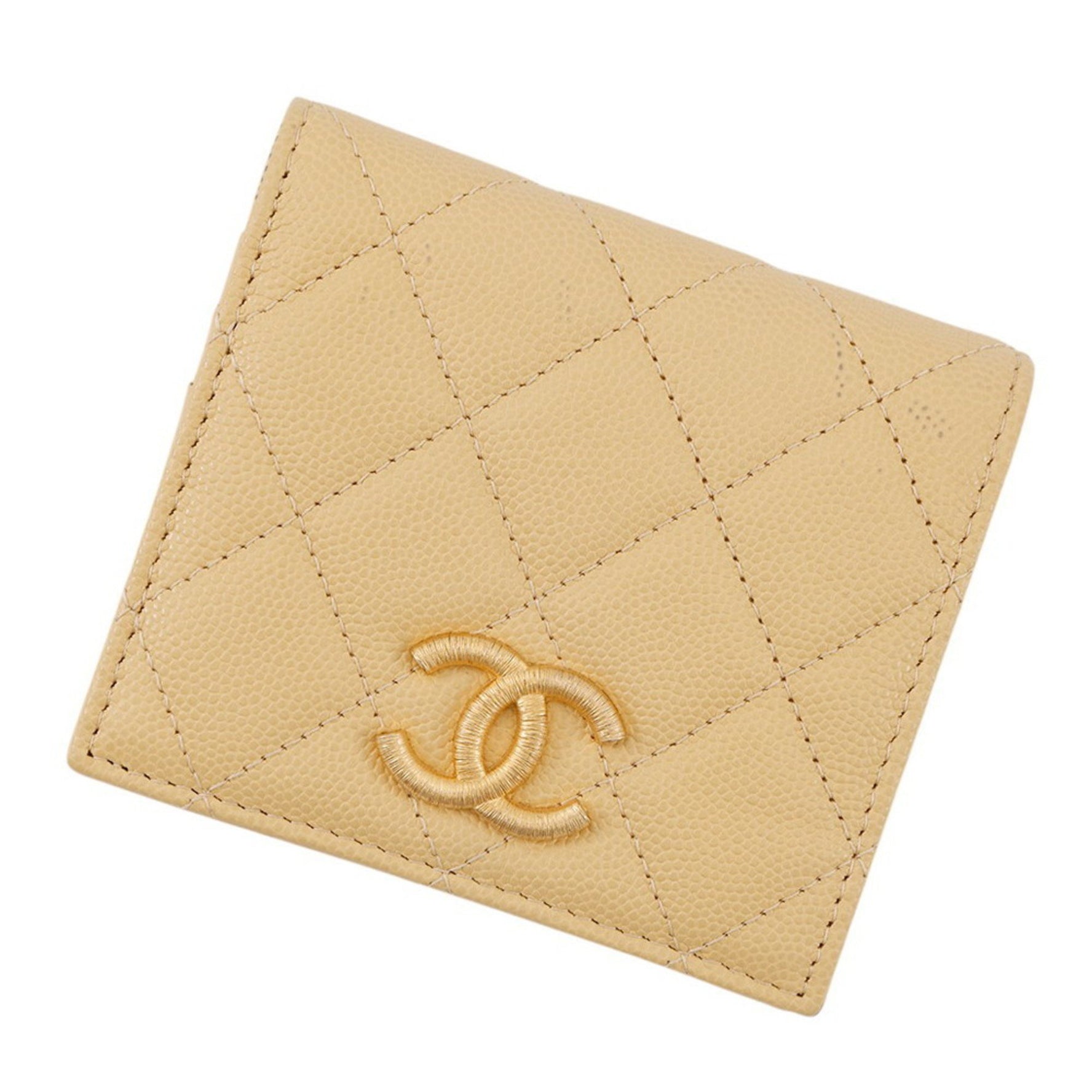 Chanel Bi-fold Wallet Matelasse Coco Mark Small Flap Caviar Skin Two-Tone