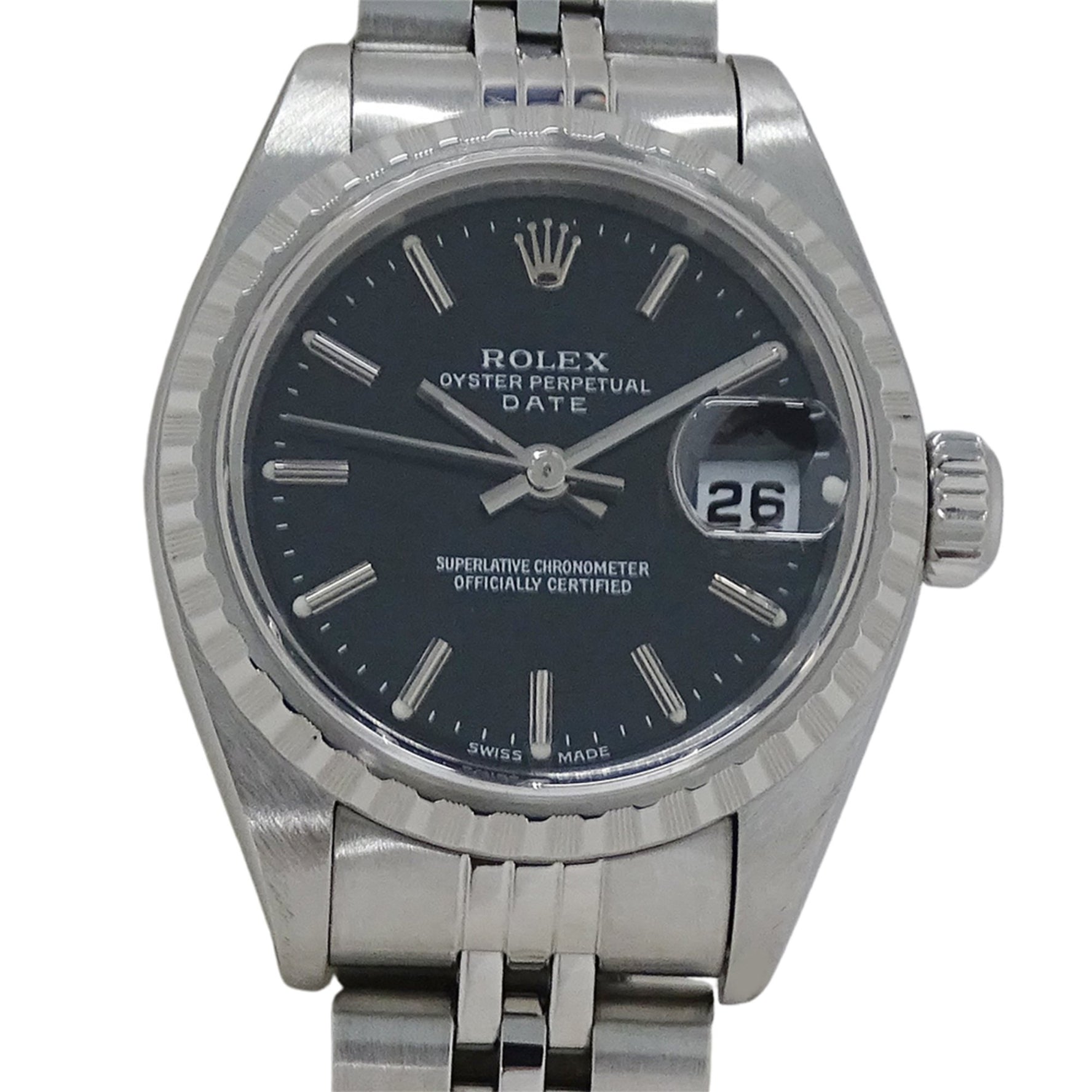 Rolex Oyster Perpetual Date A-series, Automatic Watch, Stainless Steel, Silver/Black, Polished