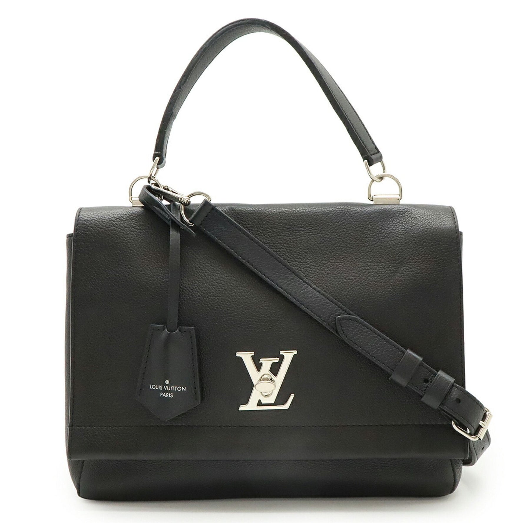 LOUIS VUITTON Lockme Cartable Handbag/Shoulder Bag in Soft Calfskin Leather, Noir Black