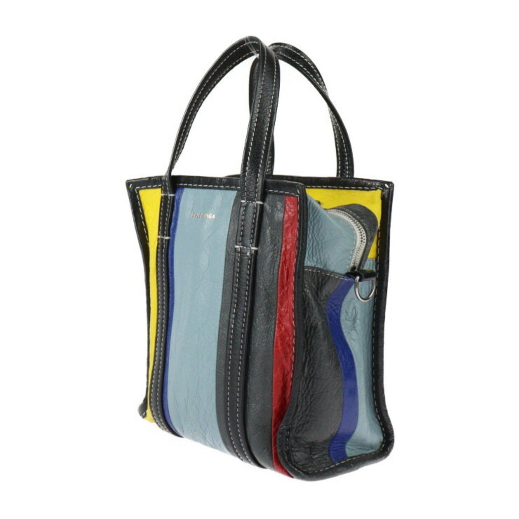 BALENCIAGA Bazar Shopper XS Handbag Lamb Leather Multicolor Shoulder Bag Tote 2404073007015R1