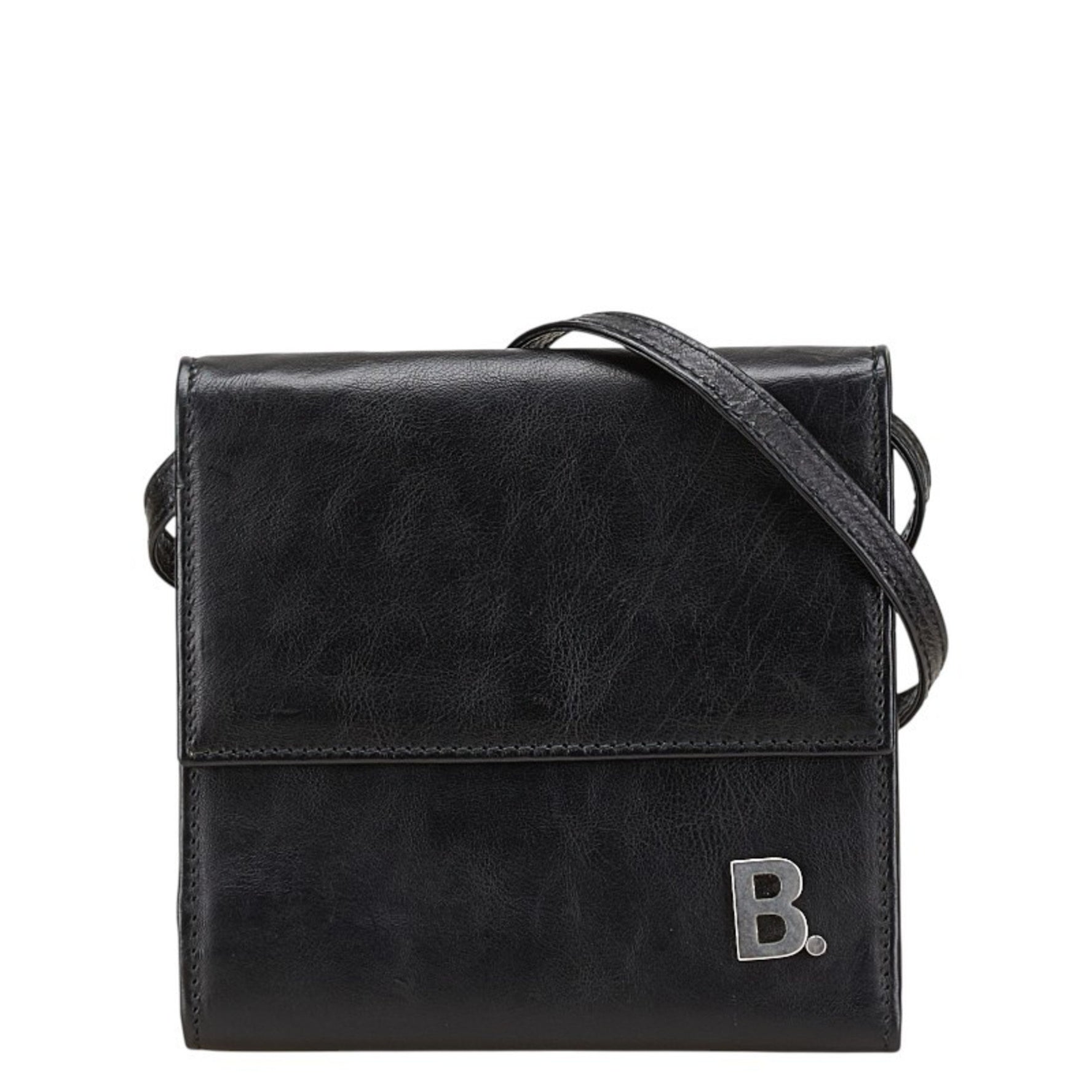 Balenciaga B Logo Trifold Wallet Black Leather Men's BALENCIAGA