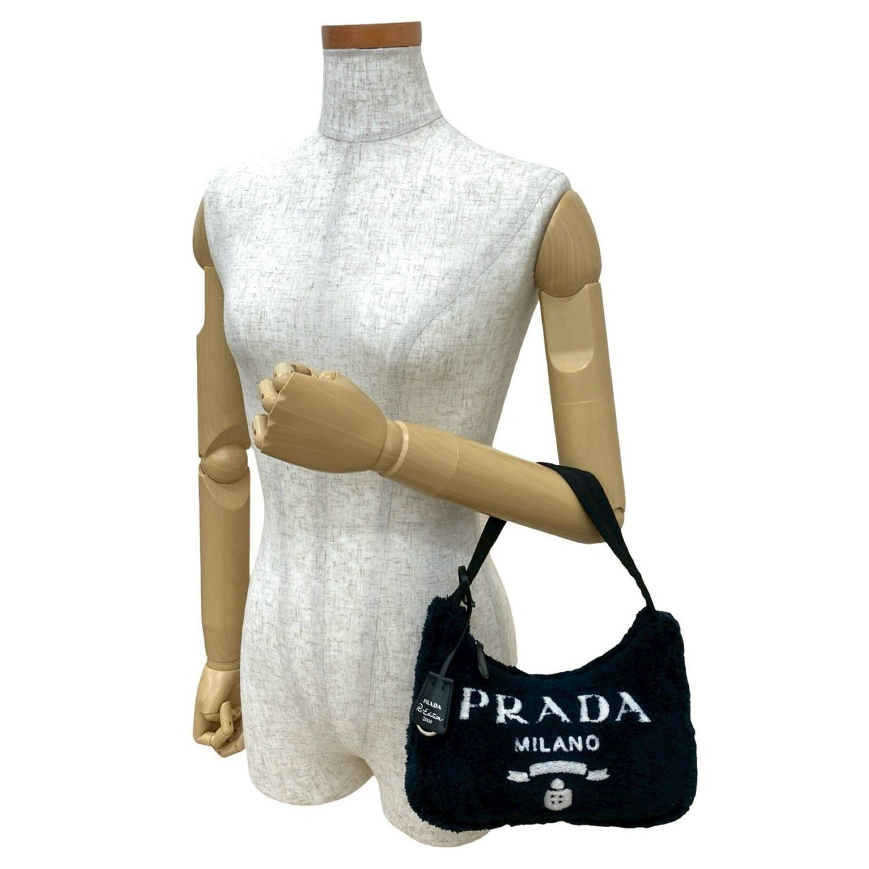 PRADA Terry Mini Re-Edition Triangle Logo Hardware Pile Handbag One-Shoulder Bag Pouch