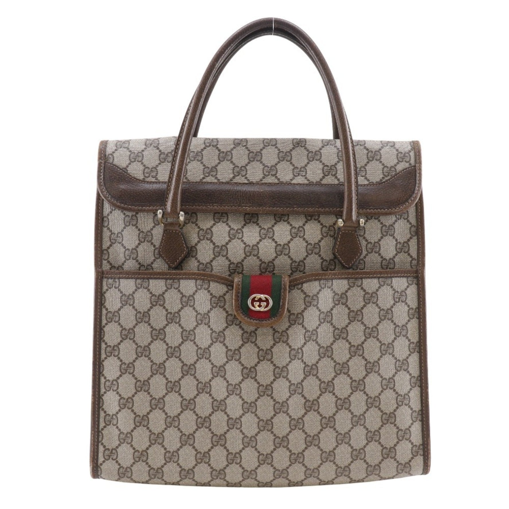 Gucci Old Handbag Sherry Line Interlocking GG 02.4139.58 PVC Snap Button Unisex