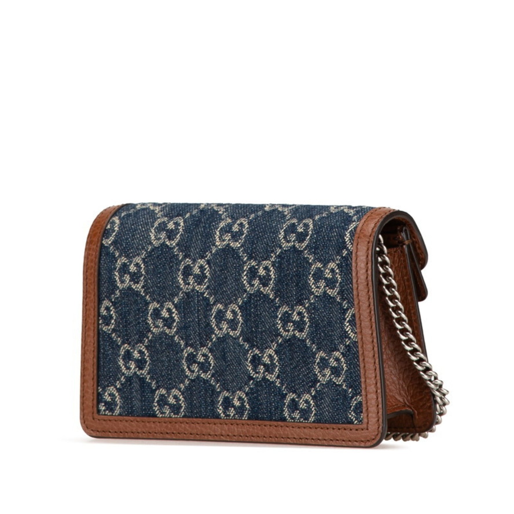 Gucci GG Denim Dionysus Super Mini Bag Crossbody Chain Shoulder Indigo Blue Leather