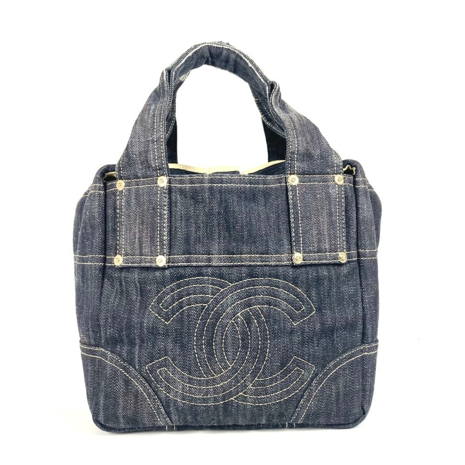 CHANEL Sparkling Denim CC Coco Mark Bag Tote Handbag