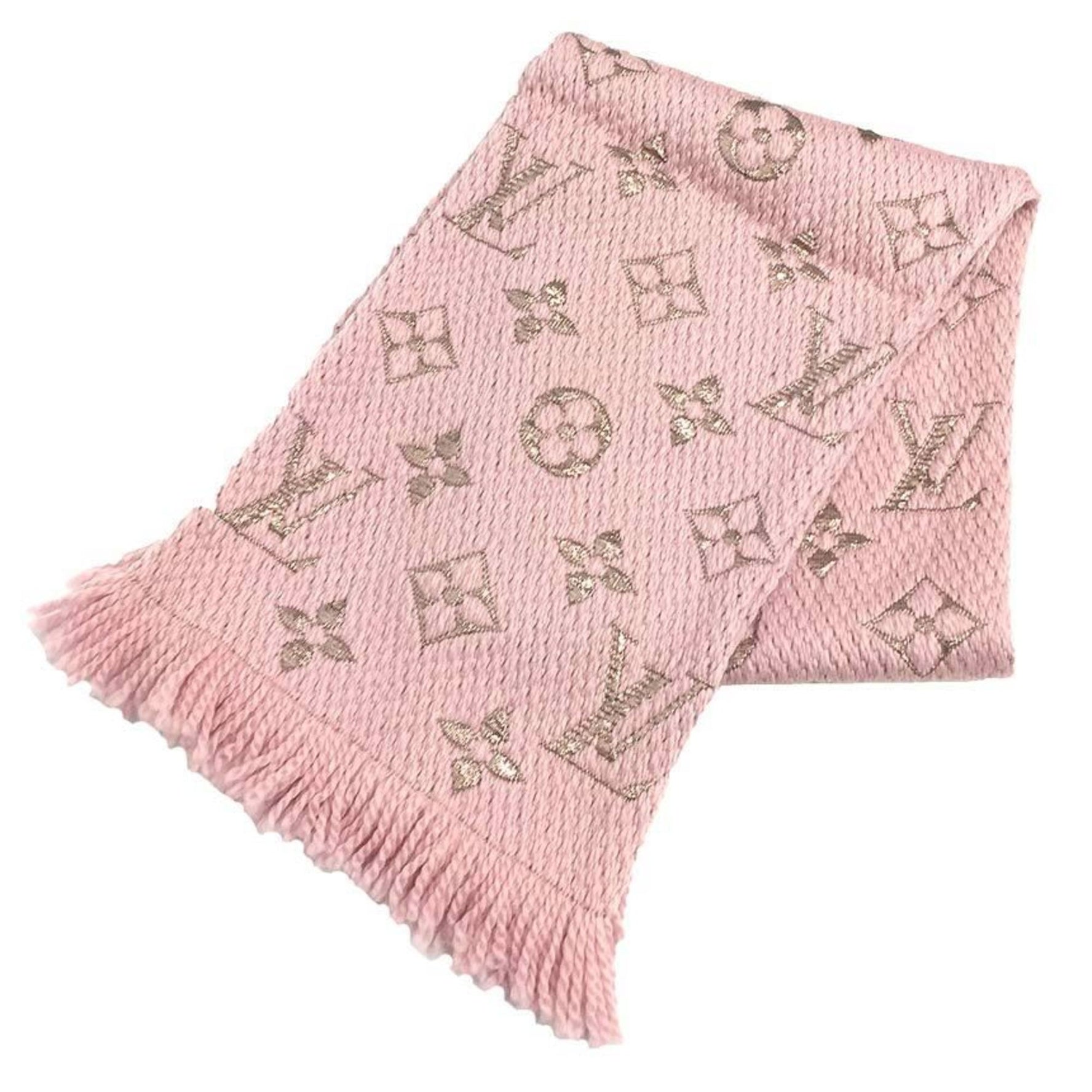 Louis Vuitton Echarpe Mania Shine Rose Ballerine Monogram Muffler Wool x Silk Vuitton