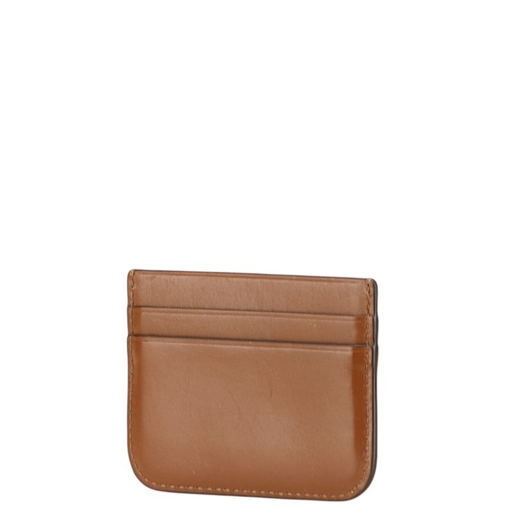 Tory Burch Eleanor Business Card Case, Brown and Gold Leather