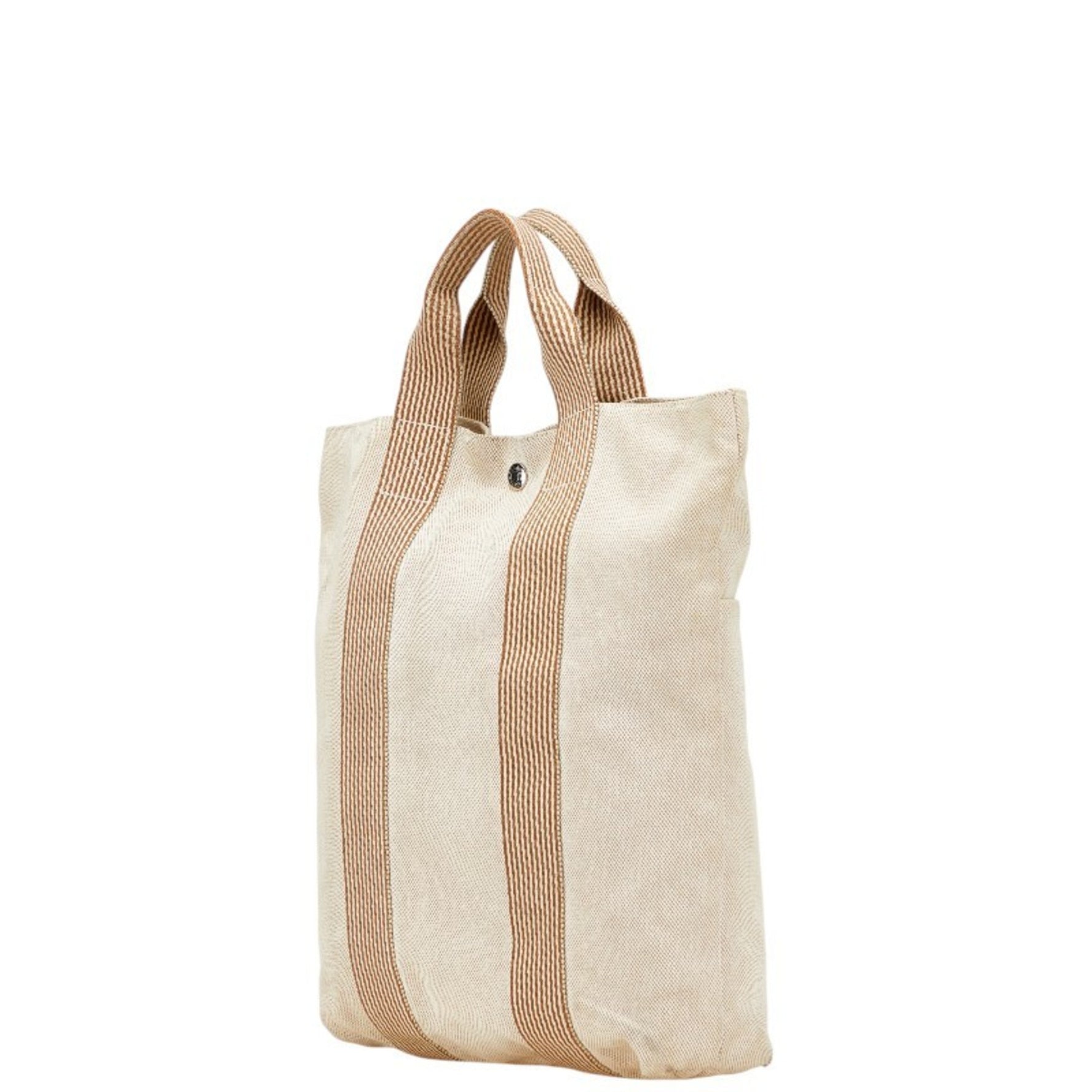 Hermès New Four Toe Cabas Handbag Tote Bag Beige Brown Canvas HERMES