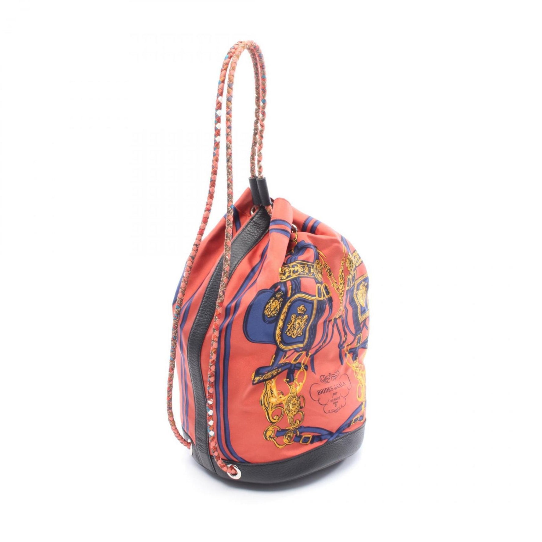 Hermes Hermès Soi Cours 22 Brides de Gala Shoulder Bag, Silk, Leather, Bordeaux, Navy, Multicolor