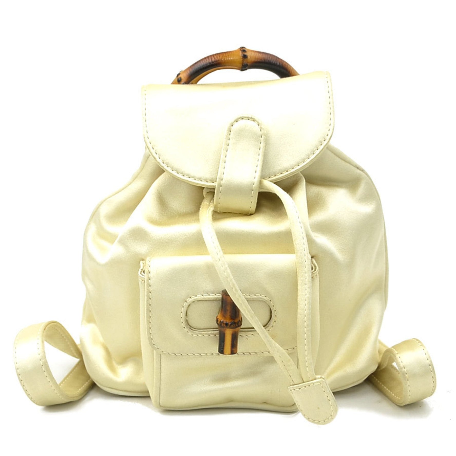 Gucci Bamboo Satin Backpack, Light Beige