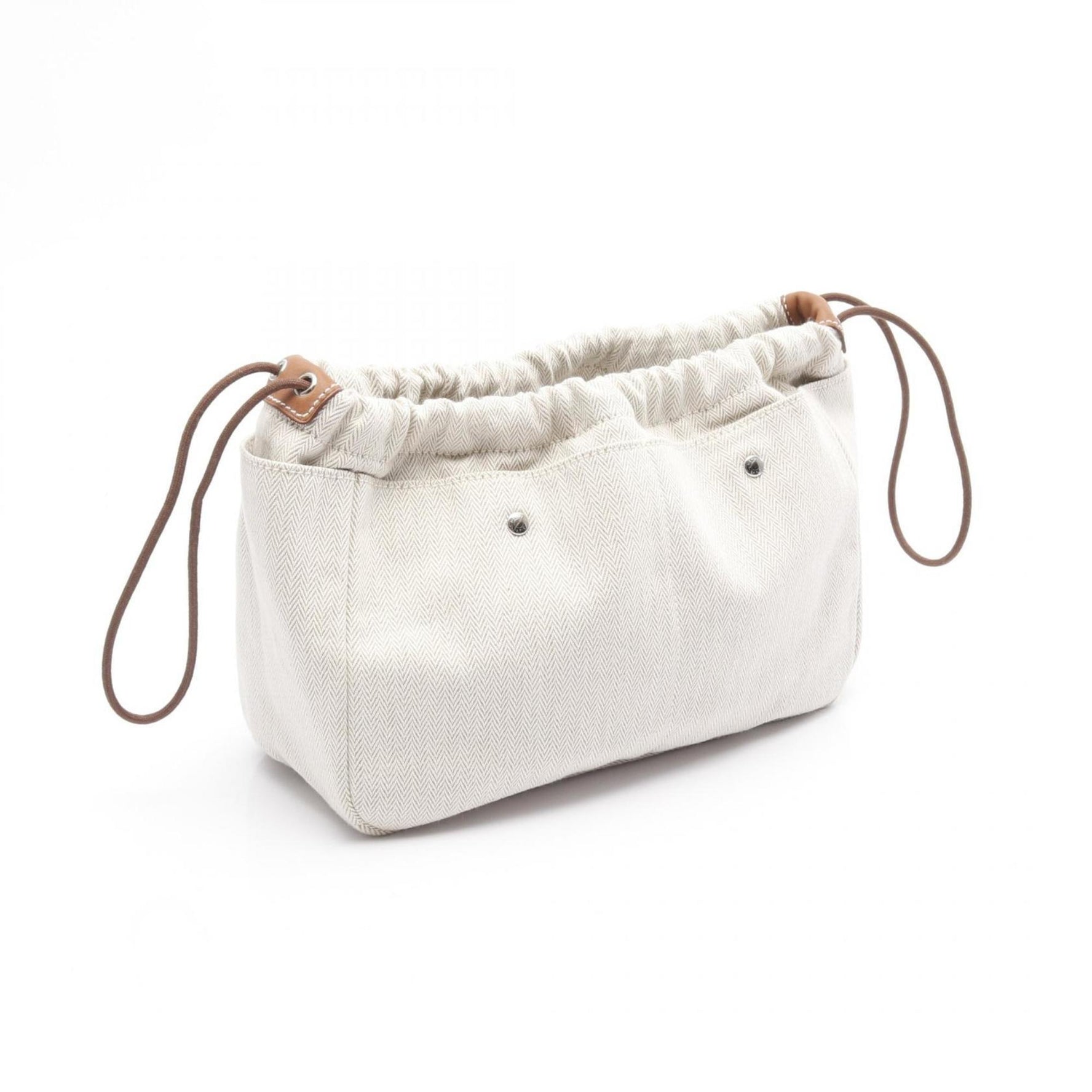 Hermes Hermès Fourbee 25 Natural Fauve Pouch Bag in Toile Chevron, Vau Barenia Beige and Brown