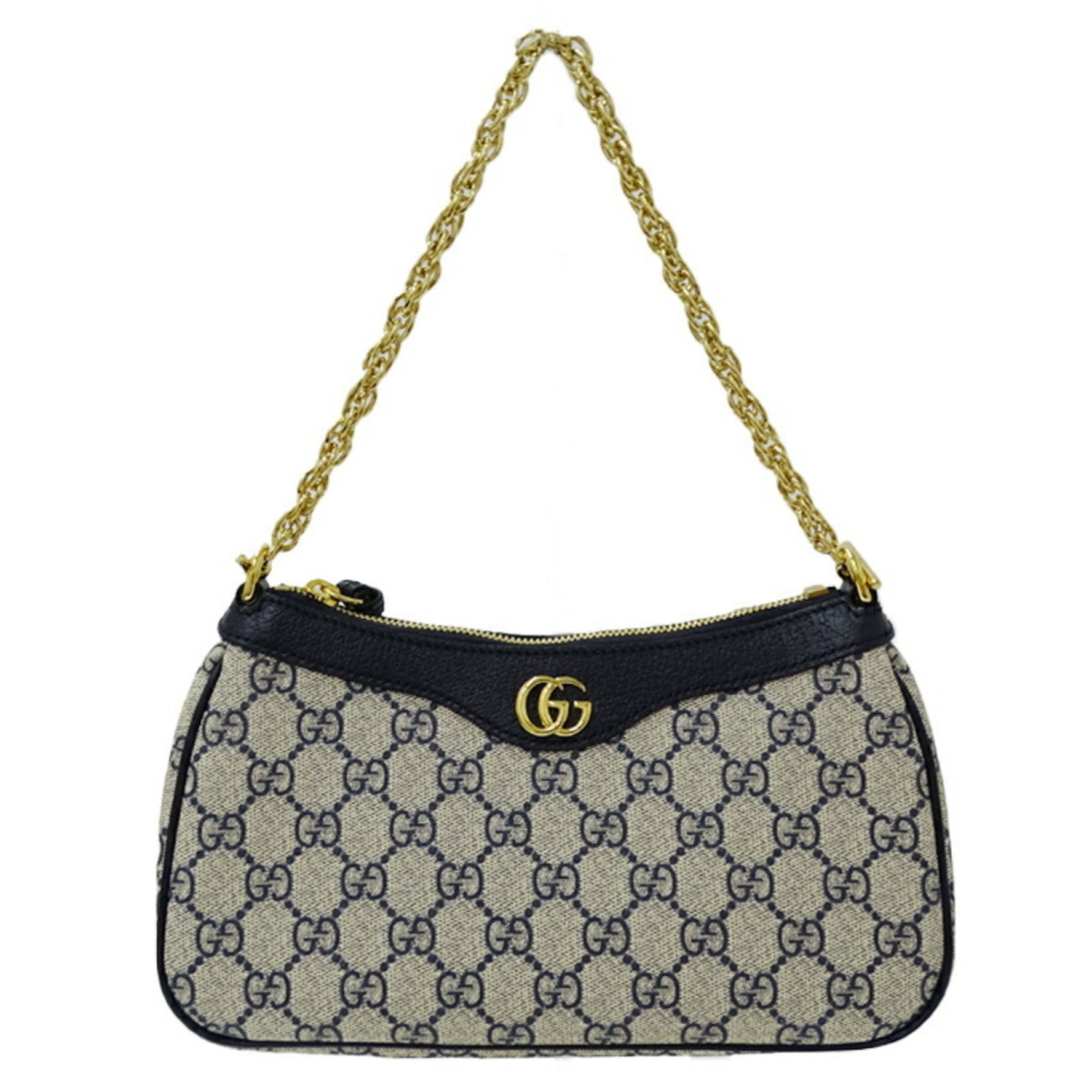 Gucci Bag Ophidia Handbag Shoulder PVC Small Navy Beige GG Supreme Plus Animalier Charm Bee