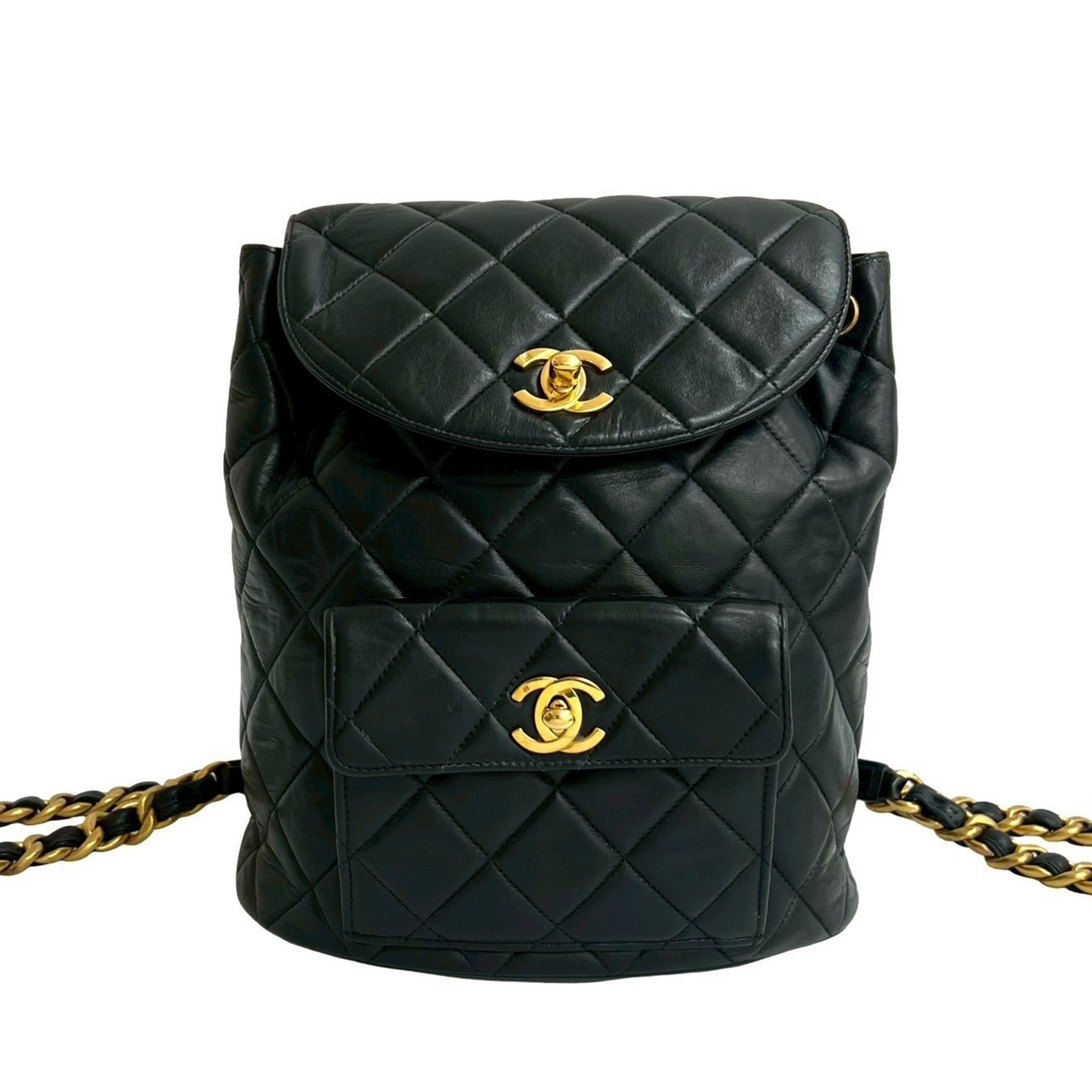 CHANEL Matelasse Coco Lambskin Leather Chain Drawstring Backpack
