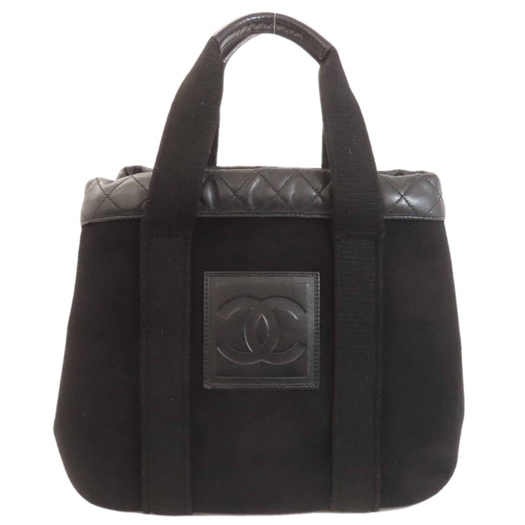 Chanel Sport Line Coco Mark Silver Hardware Handbag Felt/Calf Leather