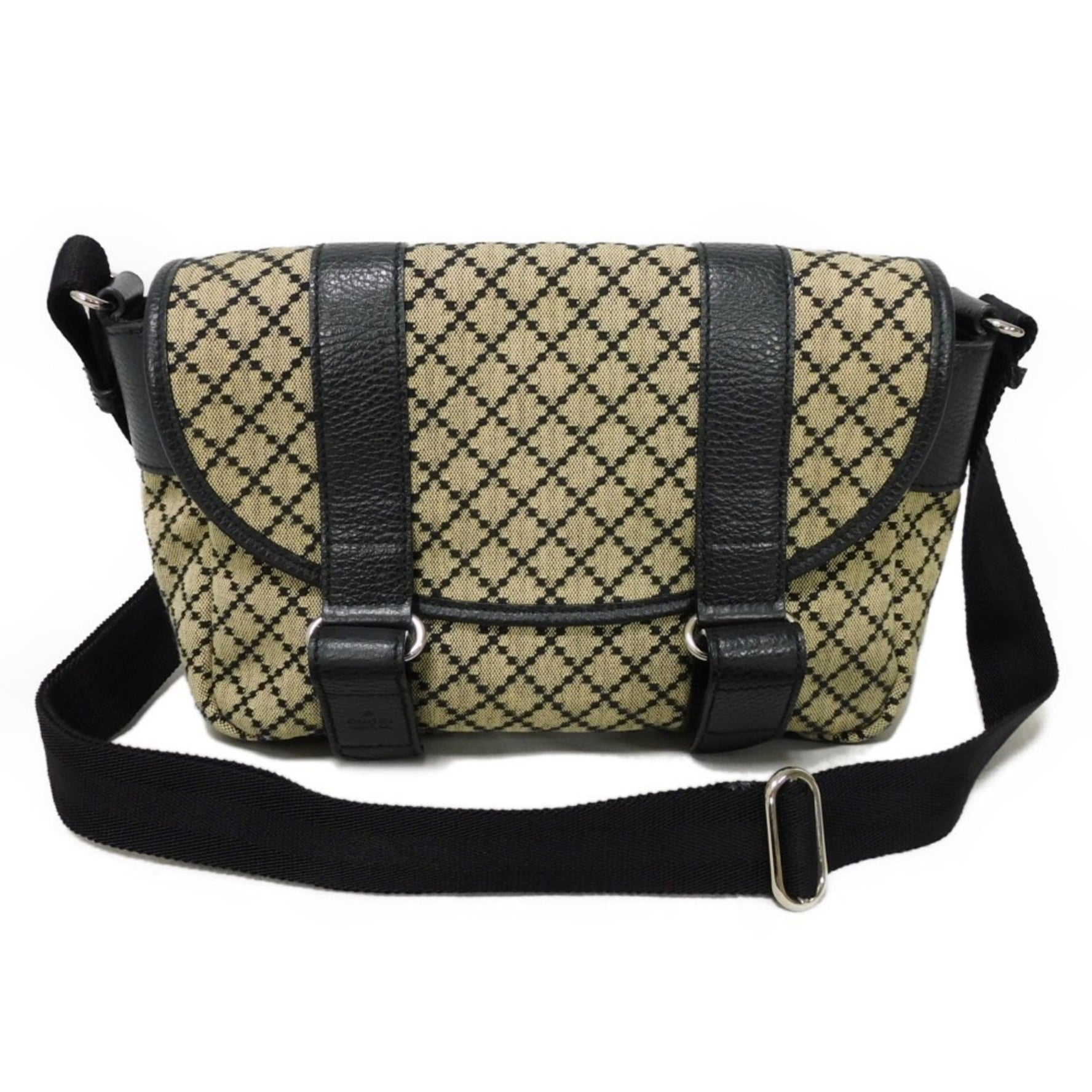 GUCCI Diamante Mesher Shoulder Bag Calf Black Crossbody Embossed Beige Men's Women's