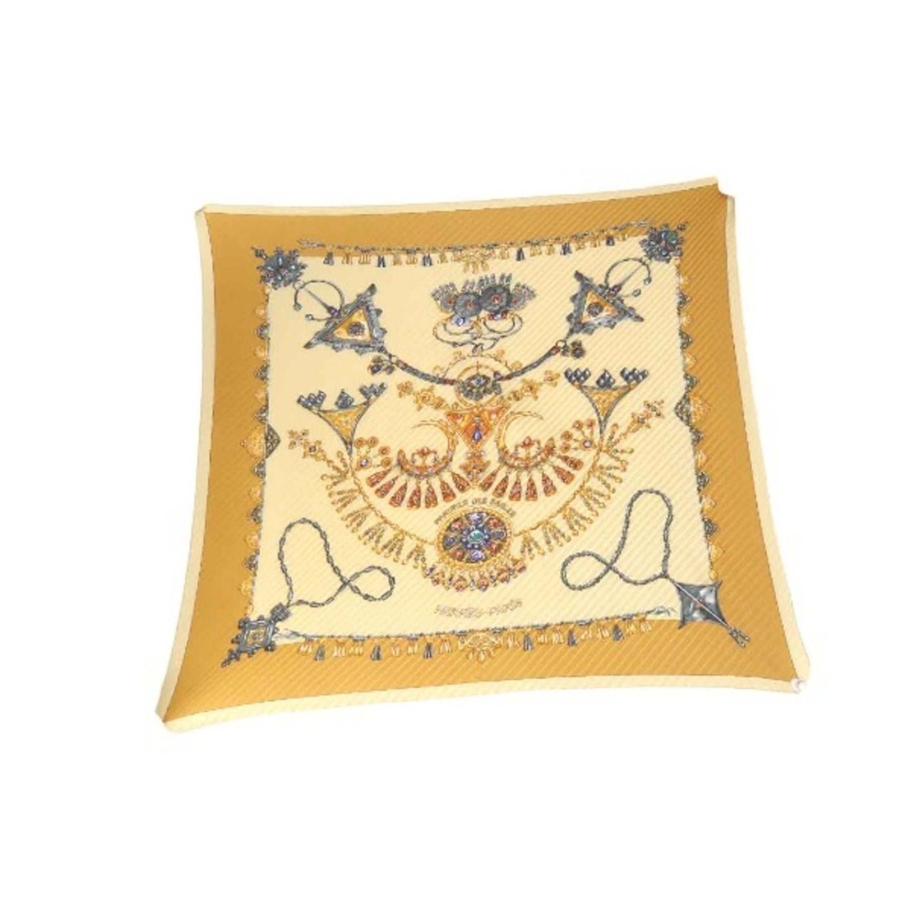 HERMES Pleated Scarf Carre Jewelry Pattern Blue x Red