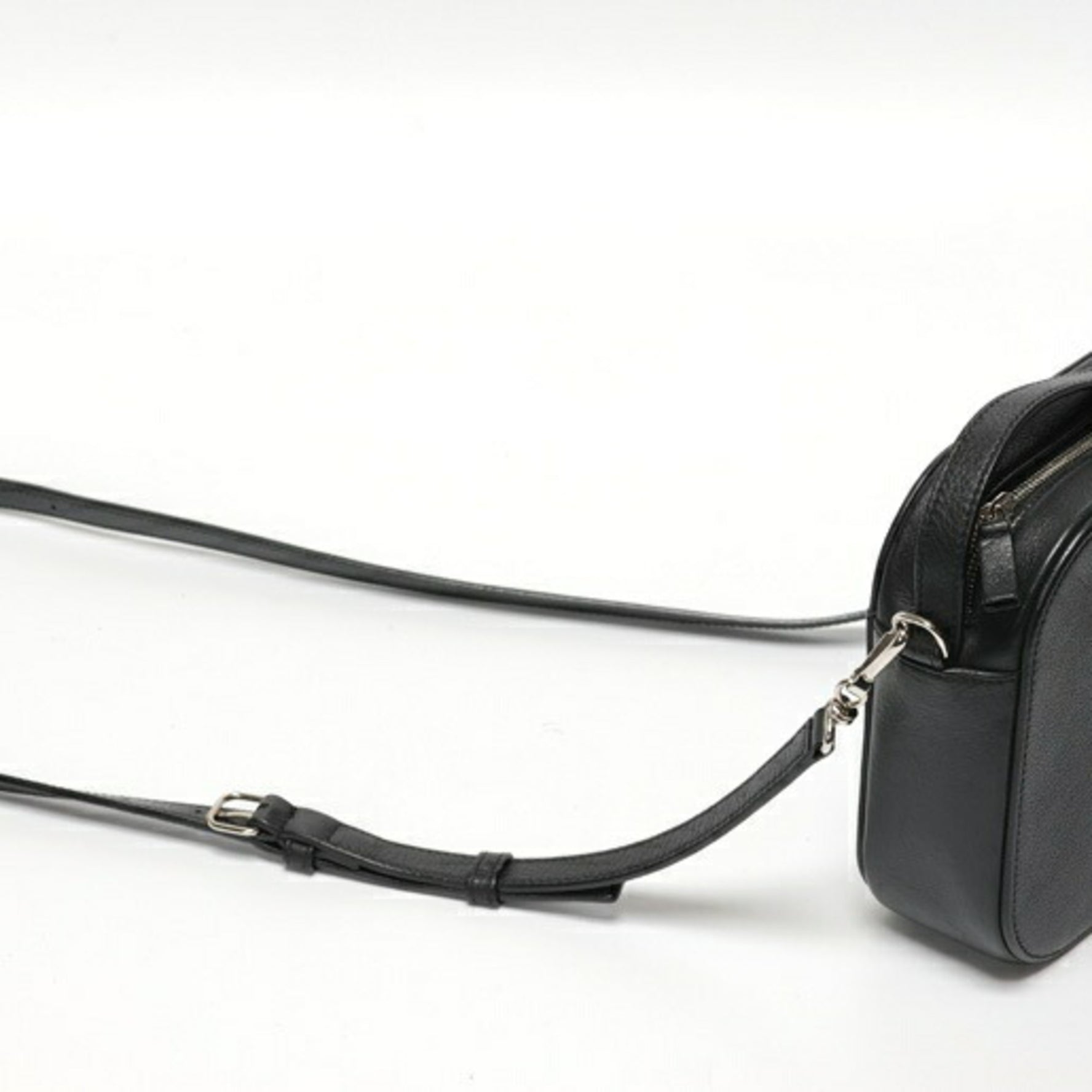 BALENCIAGA Everyday Camera Bag Shoulder Leather Black E-157669
