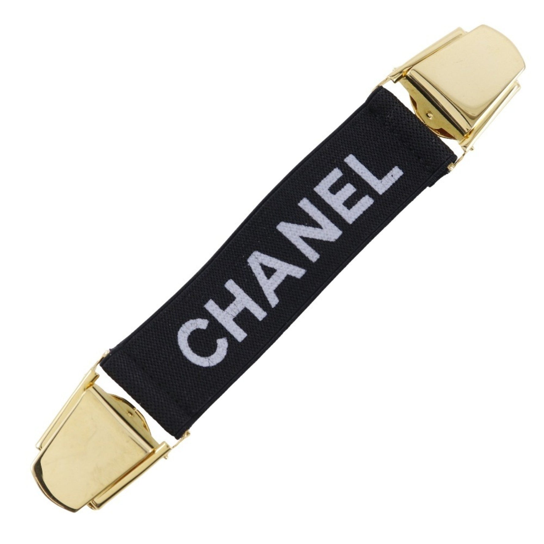 CHANEL Armband Clip Rubber x Gold Plated Black Arm band for Women