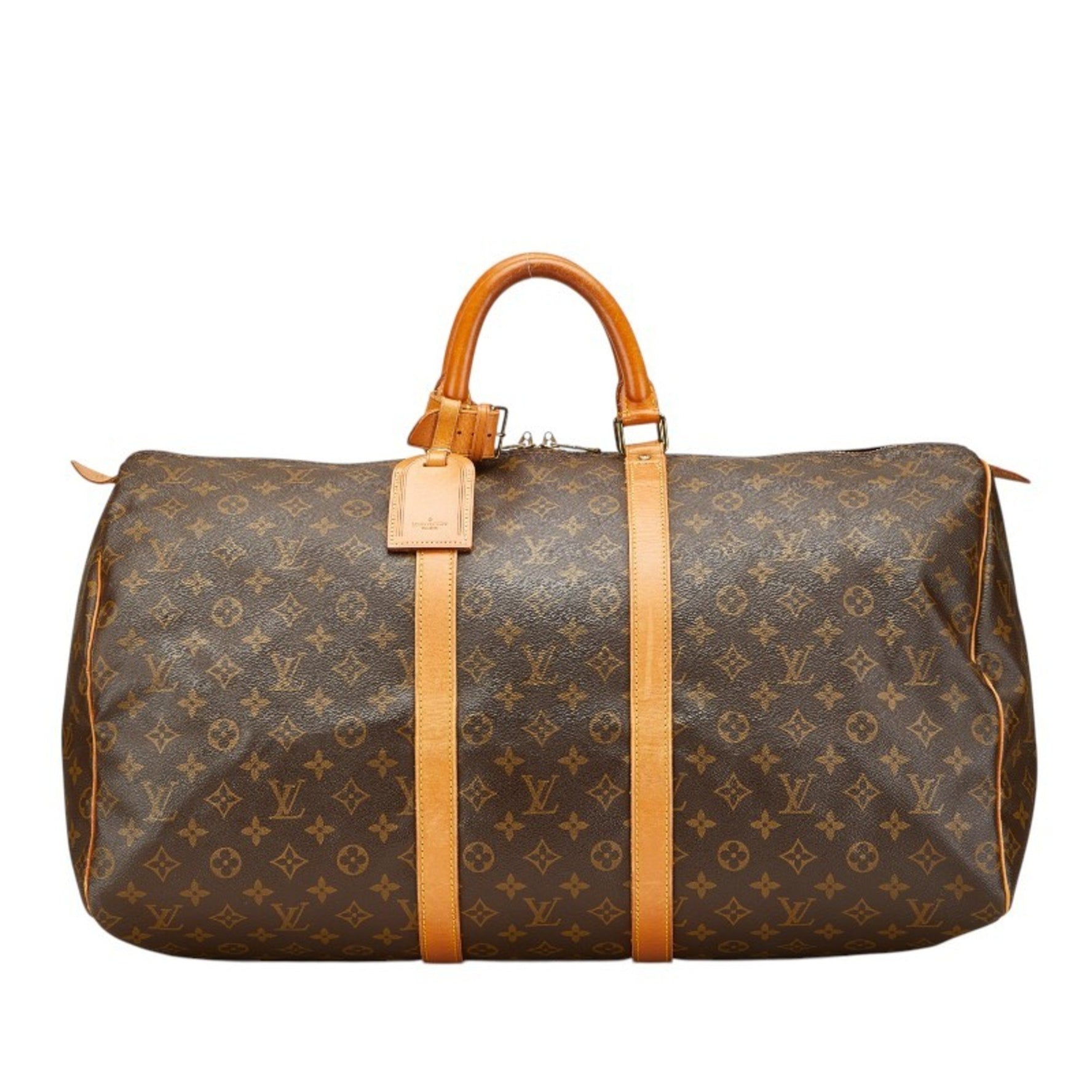 Louis Vuitton Monogram Keepall 55 Boston Bag, Travel Brown PVC Leather, Women's, LOUIS VUITTON