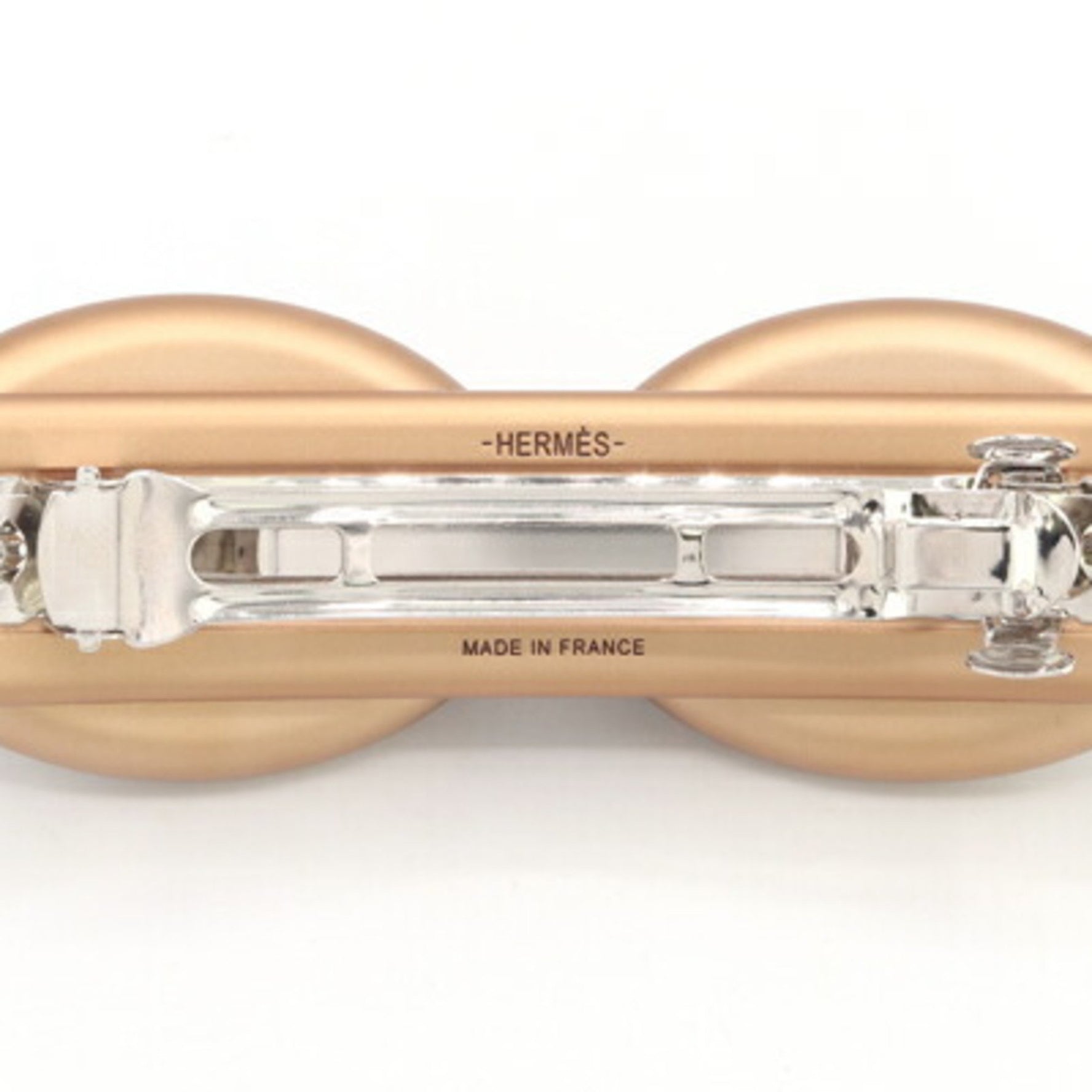 Hermes Hermès Tori Maillon GM Barrette Biscuit Metal Chaine d'Ancre Hair Clip, Matte Gold
