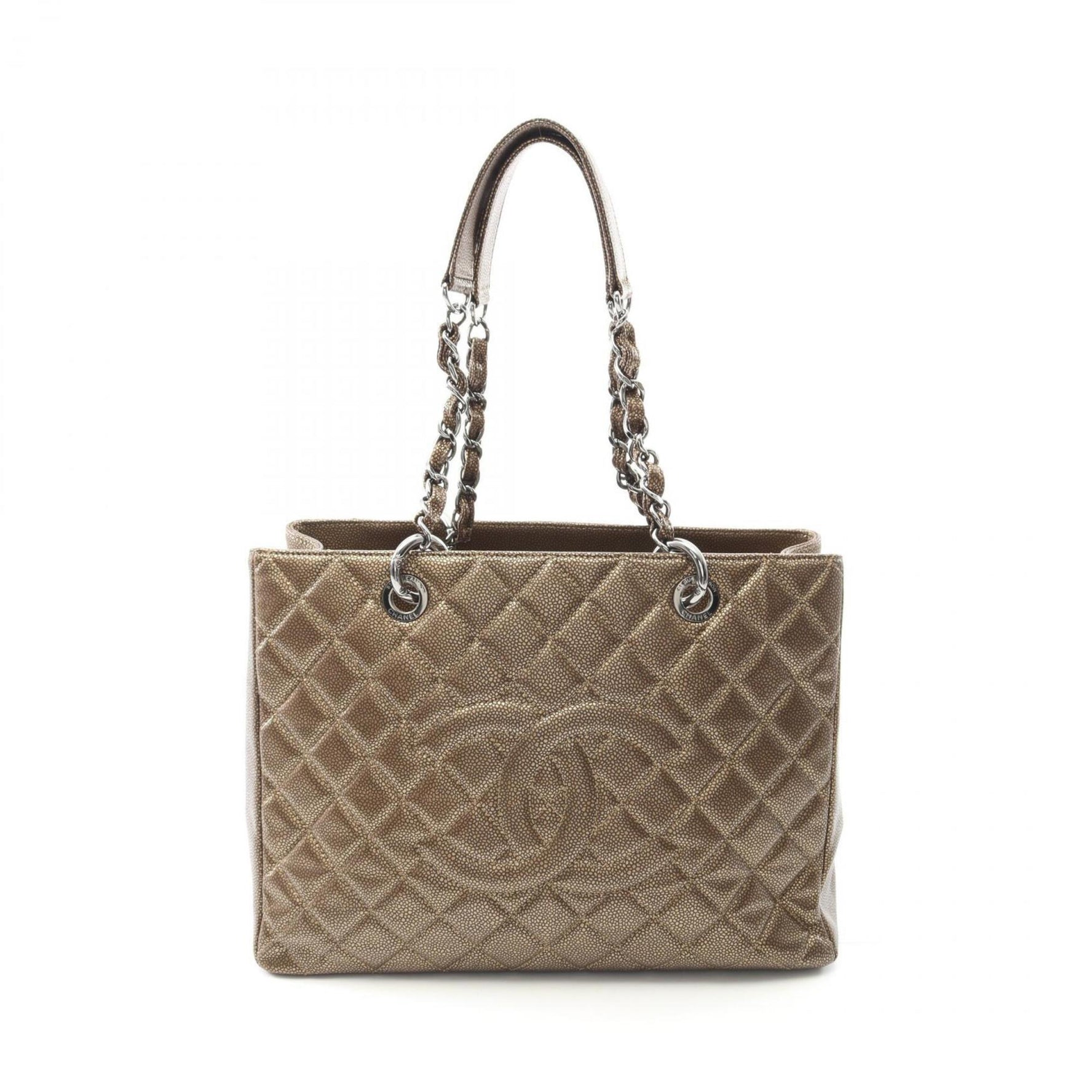 CHANEL Matelasse Grand Shopping GST Tote Bag in Calfskin Leather, Gold