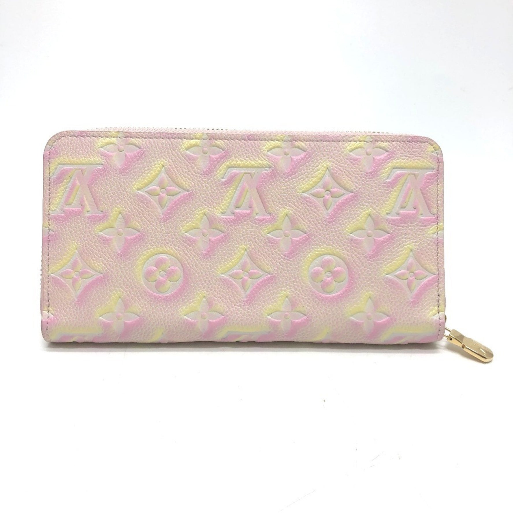 LOUIS VUITTON M81299 Monogram Empreinte Zippy Wallet, Long Leather, Women's, Light Pink