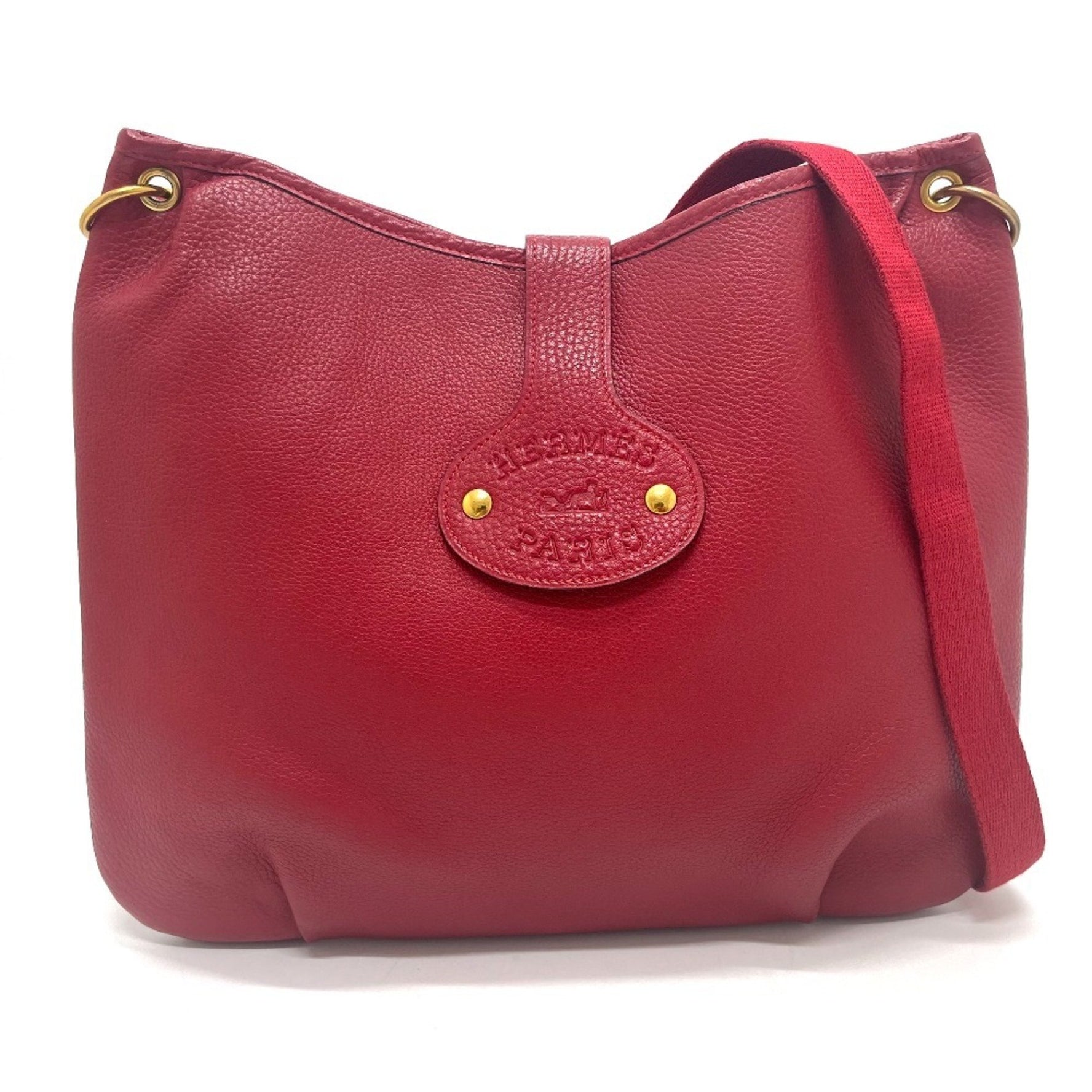 HERMES Rodeo Shoulder Bag in Taurillon Clemence Leather, Red