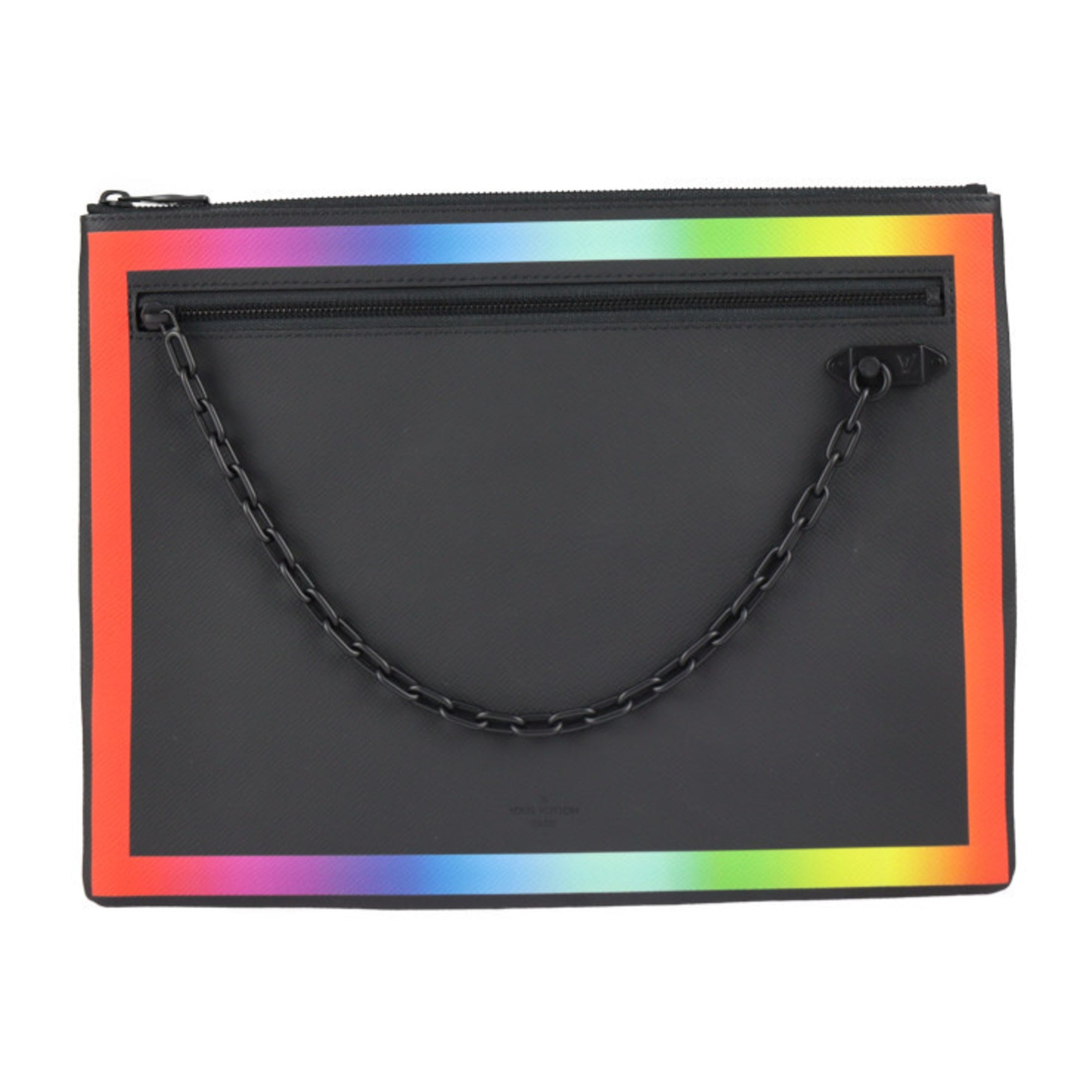 Louis Vuitton Pochette Taiga Rainbow Clutch Bag Black Limited Virgil Abloh Chain