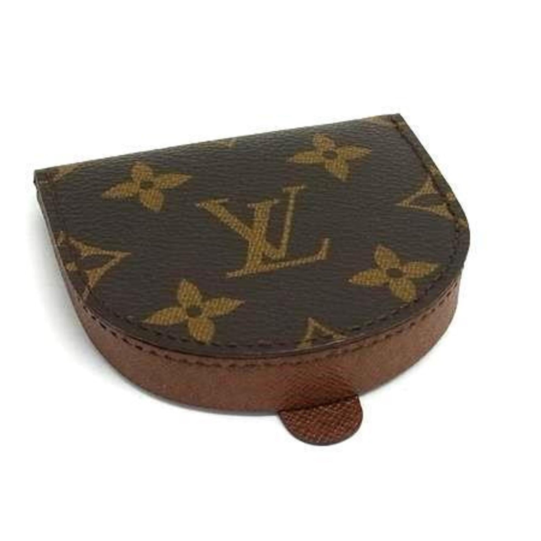 LOUIS VUITTON Monogram Porte Monnaie Cubetto Wallet/Coin Case Brown Leather