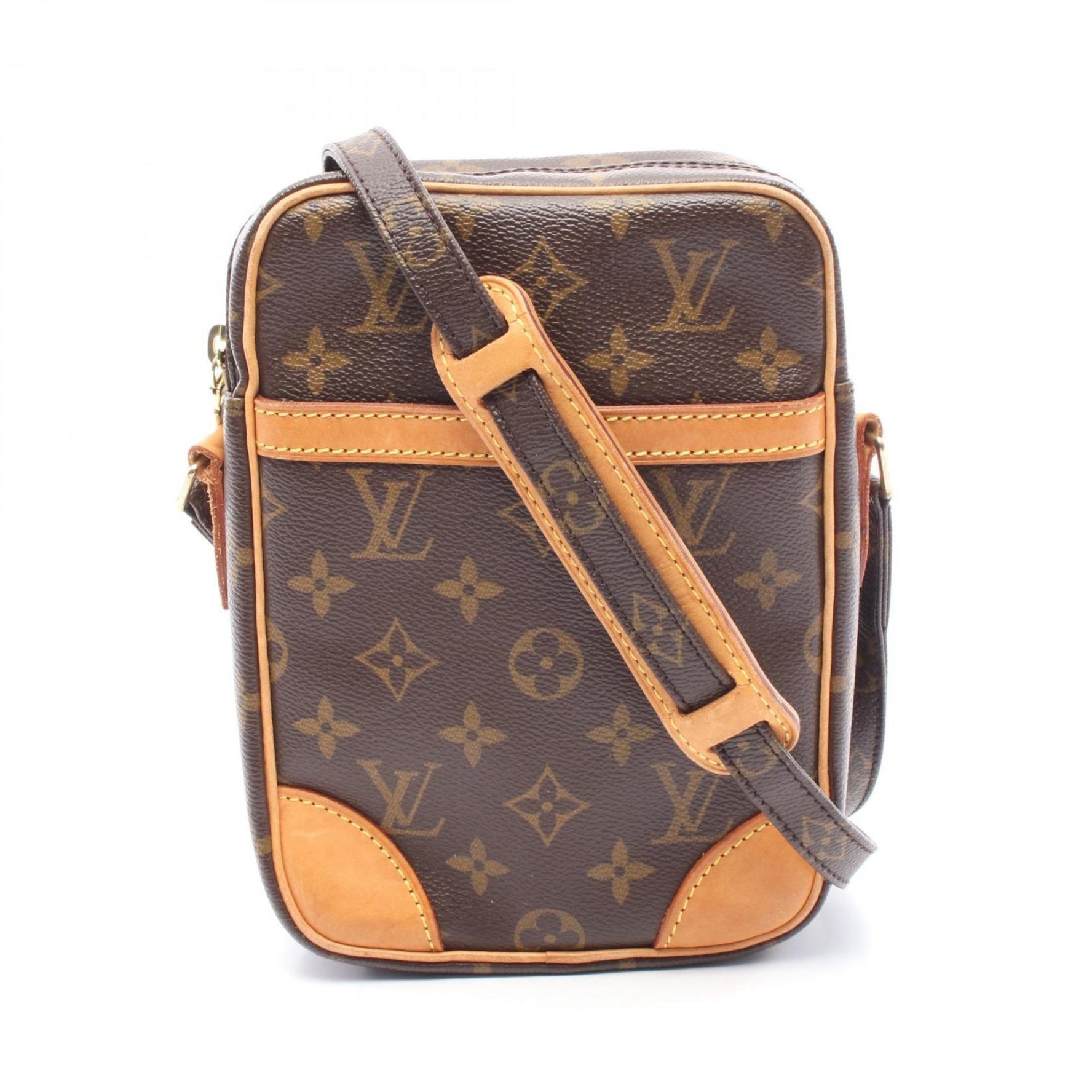 Louis Vuitton Danube Shoulder Bag Coated Canvas Leather Monogram Brown