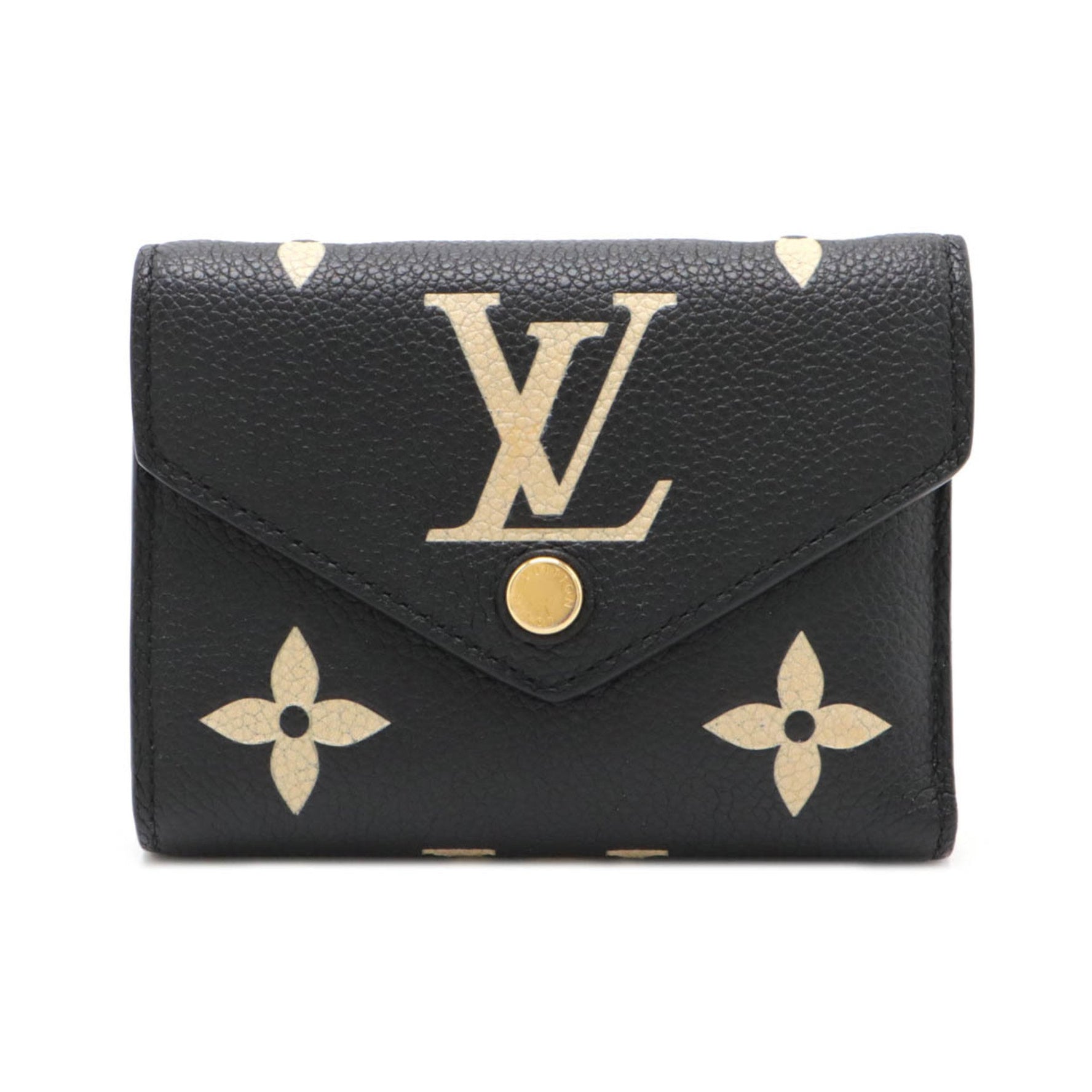 LOUIS VUITTON Louis Vuitton Monogram Empreinte Portefeuille Victorine Tri-fold Bicolor Black Beige M80968