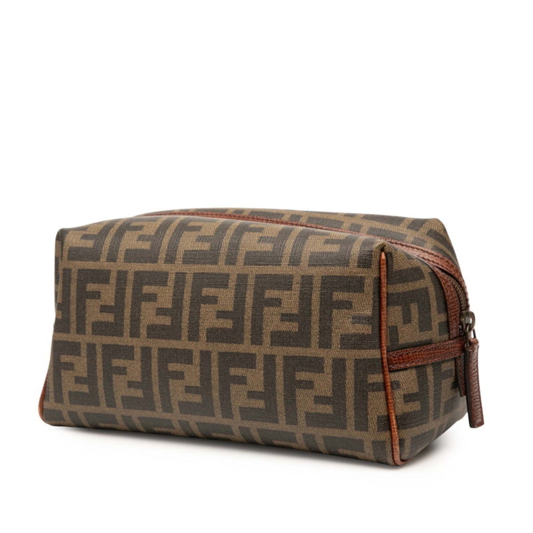 Fendi Zucca Pouch Khaki Brown Leather