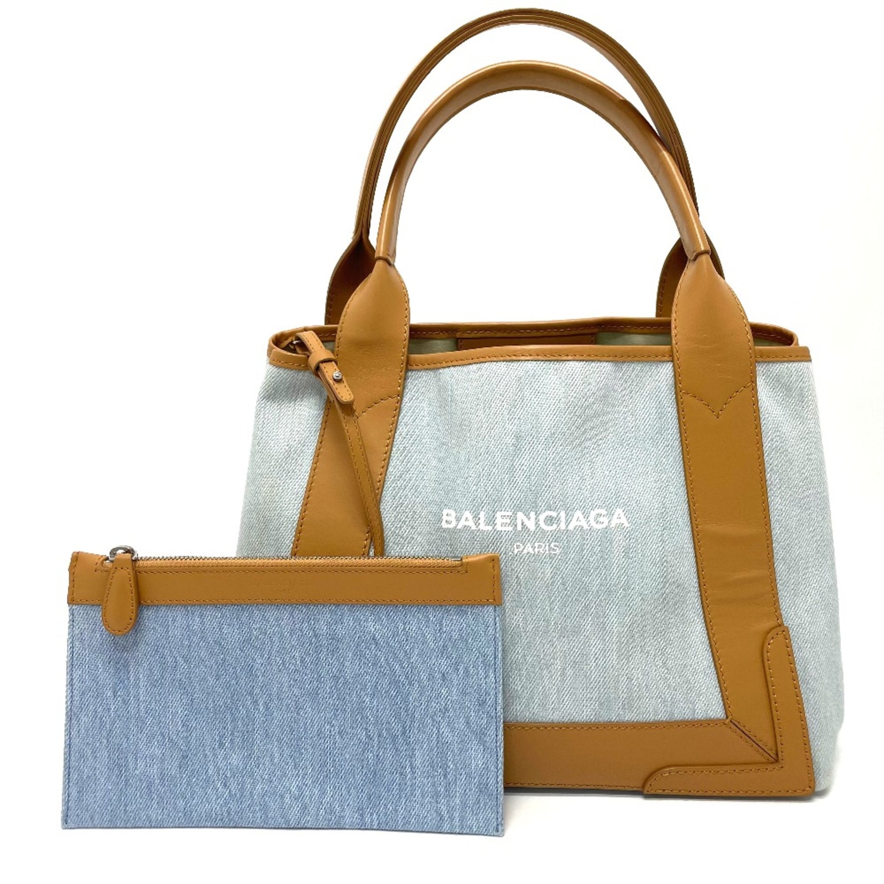 Balenciaga Logo print Bag Hand Bag Tote Bag Light blue