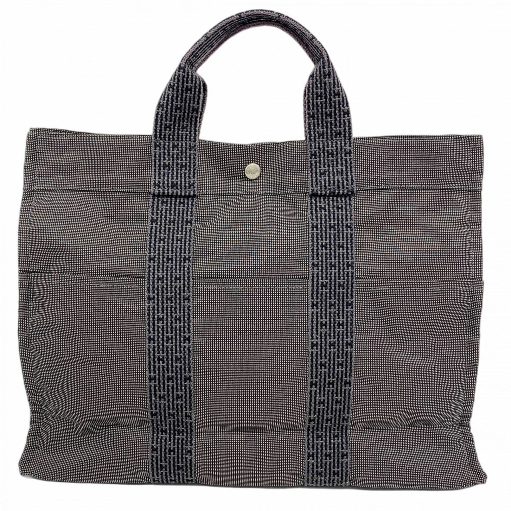 Hermes Air Line MM Tote Bag, Canvas, Gray, Women's, P1195165