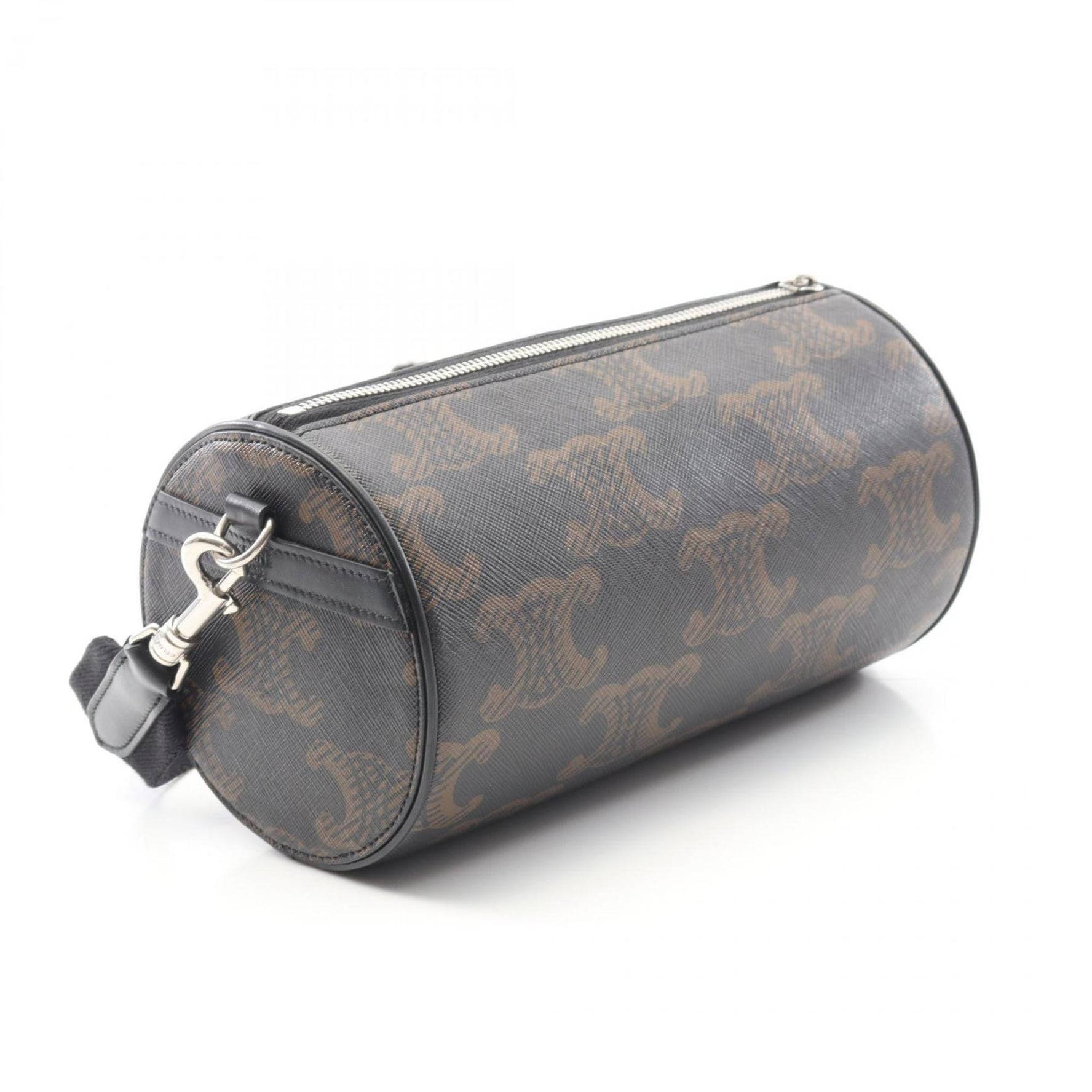 Celine Triomphe Shoulder Bag, PVC-Coated Canvas and Leather, Black/Brown