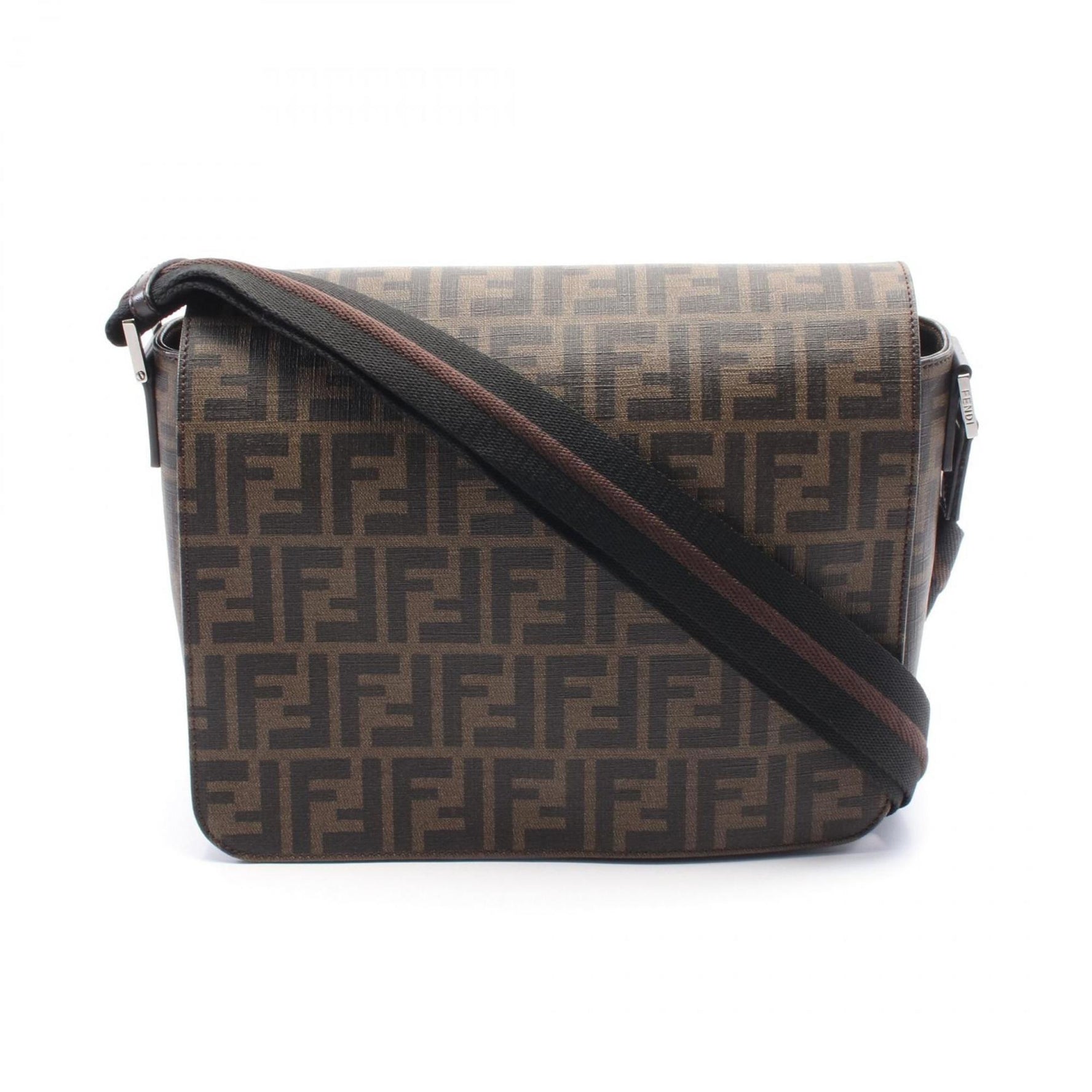 Fendi Zucca shoulder bag in coated canvas and leather, brown.