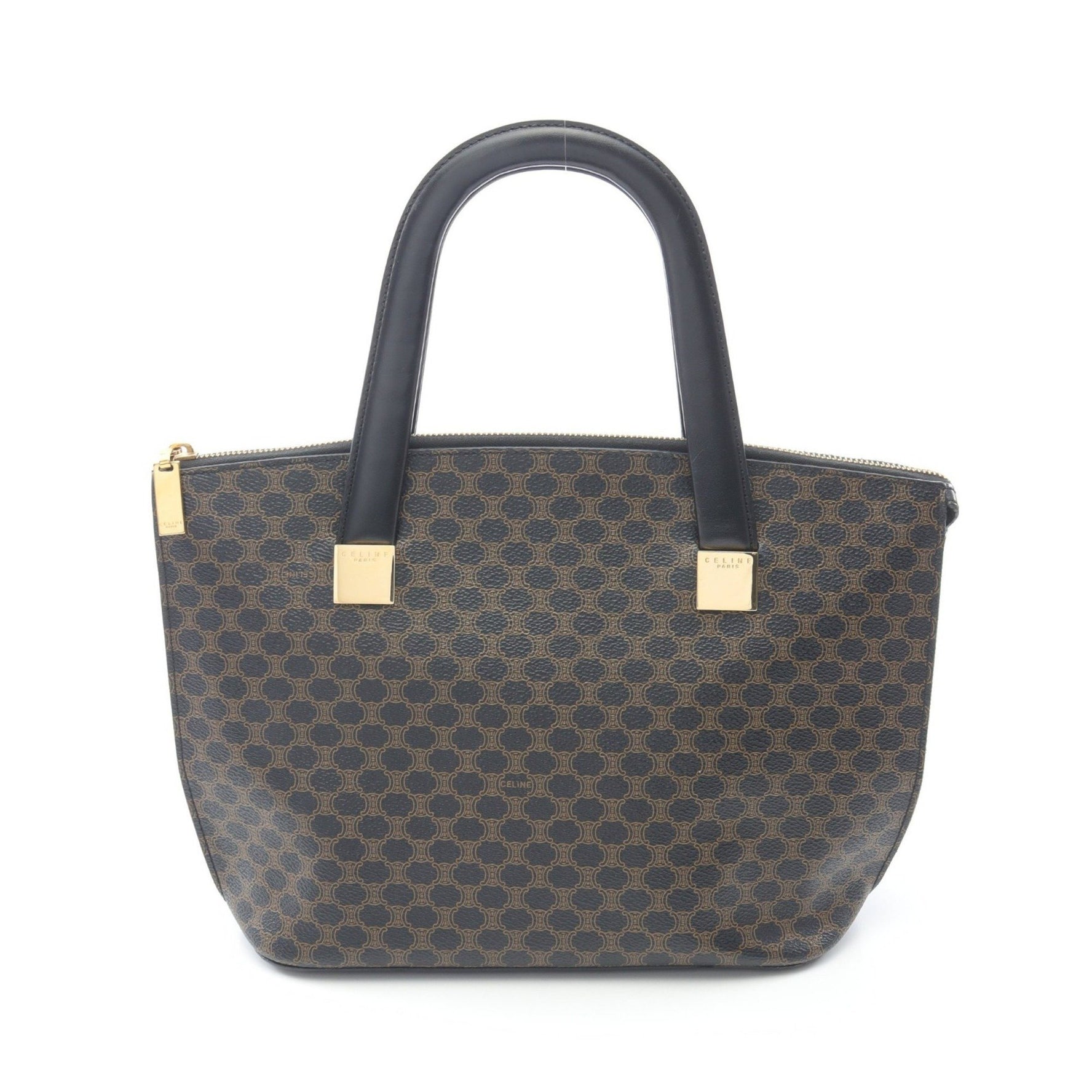Celine Macadam Handbag, PVC Coated Canvas, Black/Brown