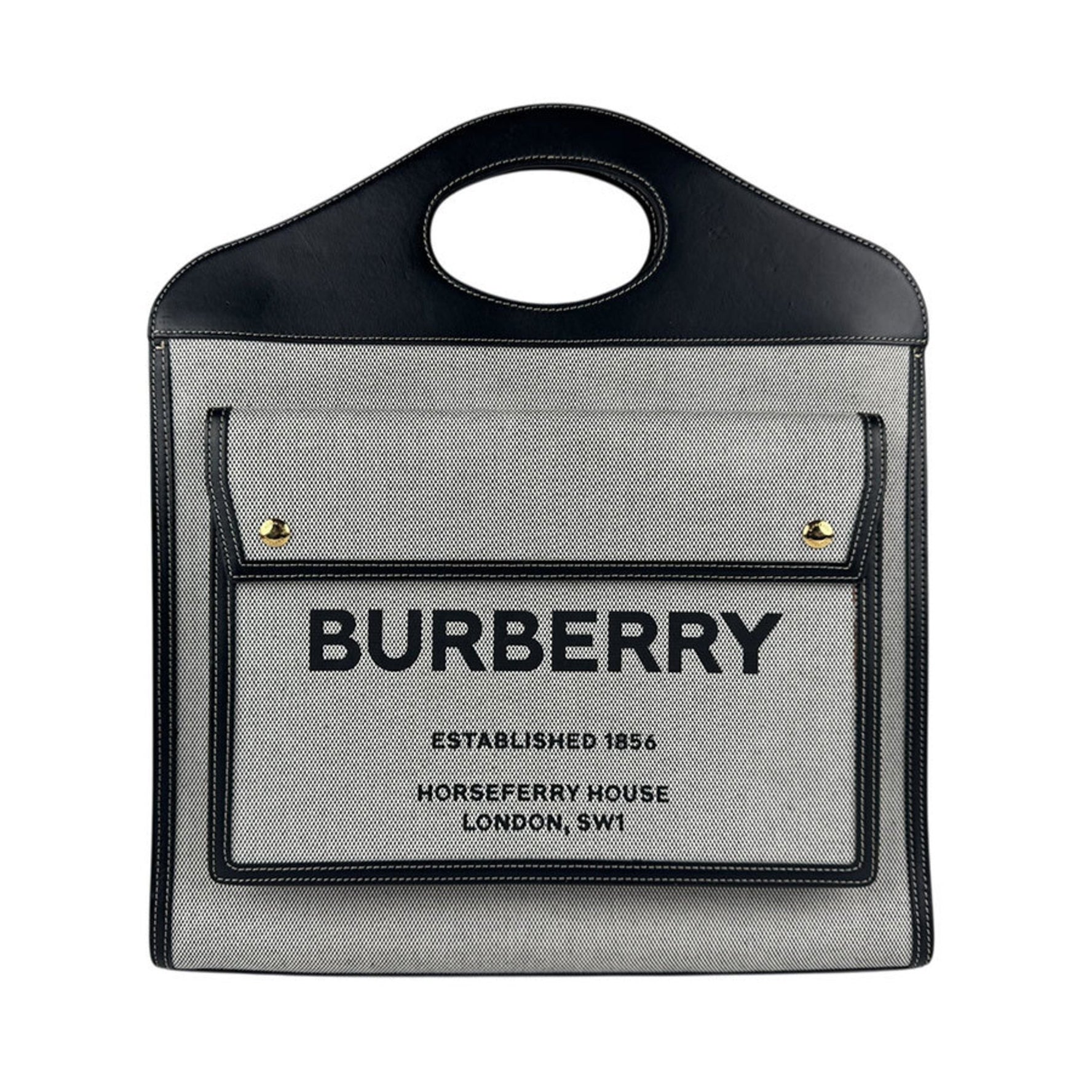 Burberry Handbag Shoulder Bag Canvas Leather Grey Black Gold Men's z5212