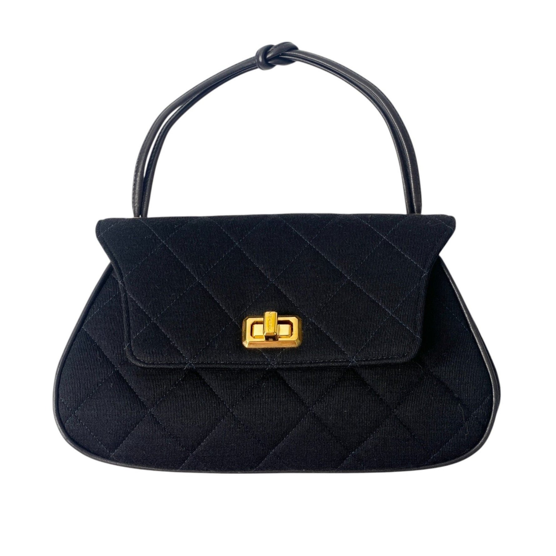 CHANEL Turnlock Jersey Cotton Handbag