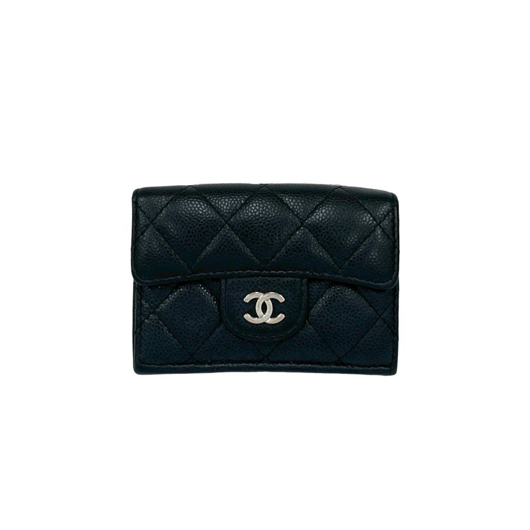 CHANEL Matelasse Coco Caviar Leather Tri-fold Wallet