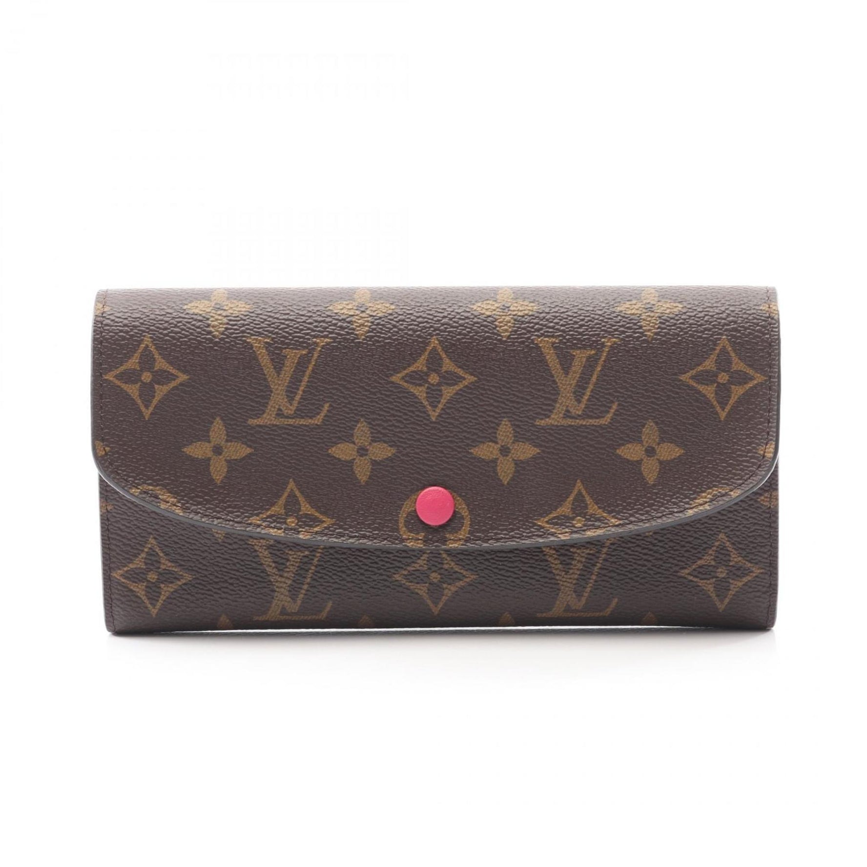 Louis Vuitton Portefeuille Emily Bifold Long Wallet, Coated Canvas, Monogram, Brown and Pink