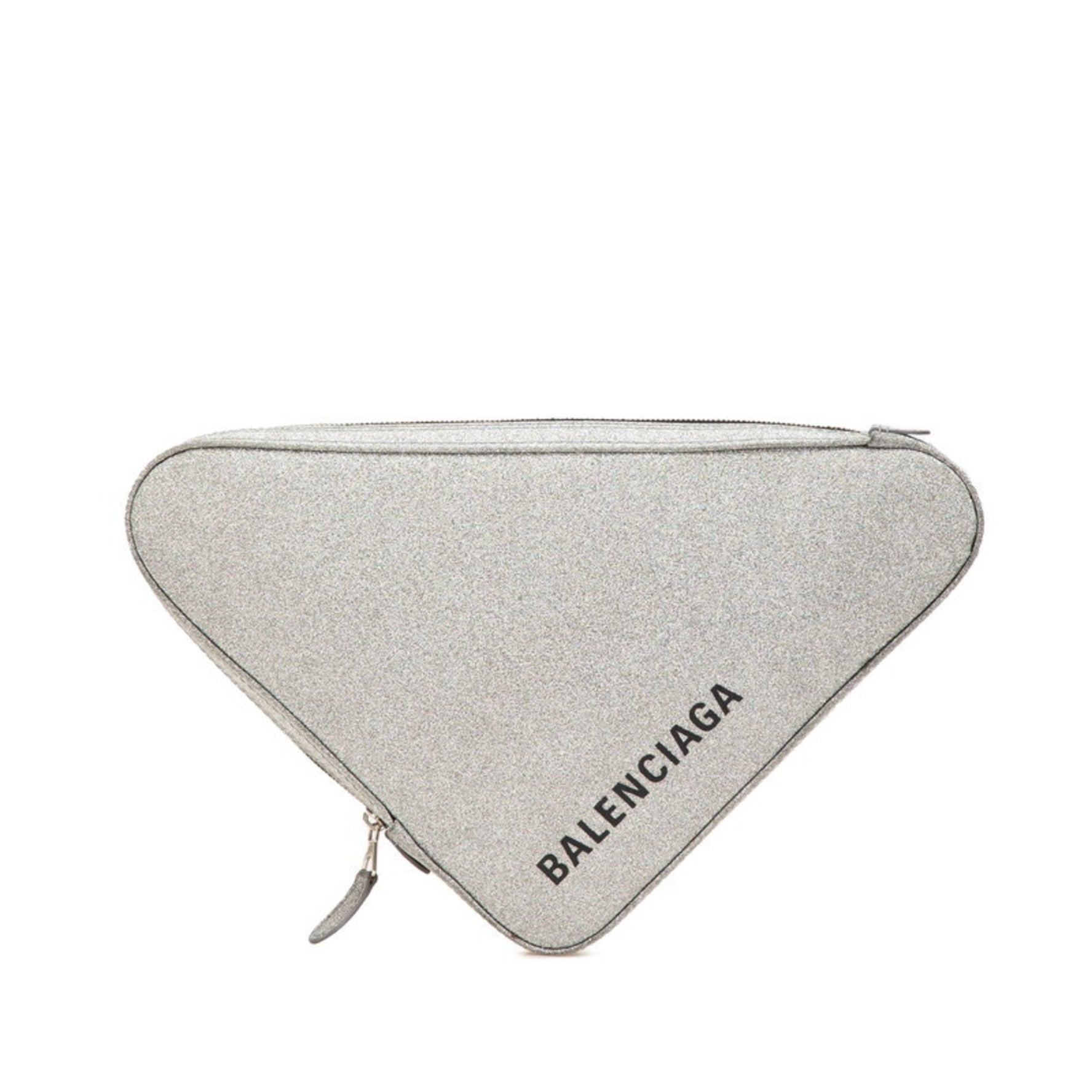 Balenciaga Triangle Glitter Clutch Bag Leather