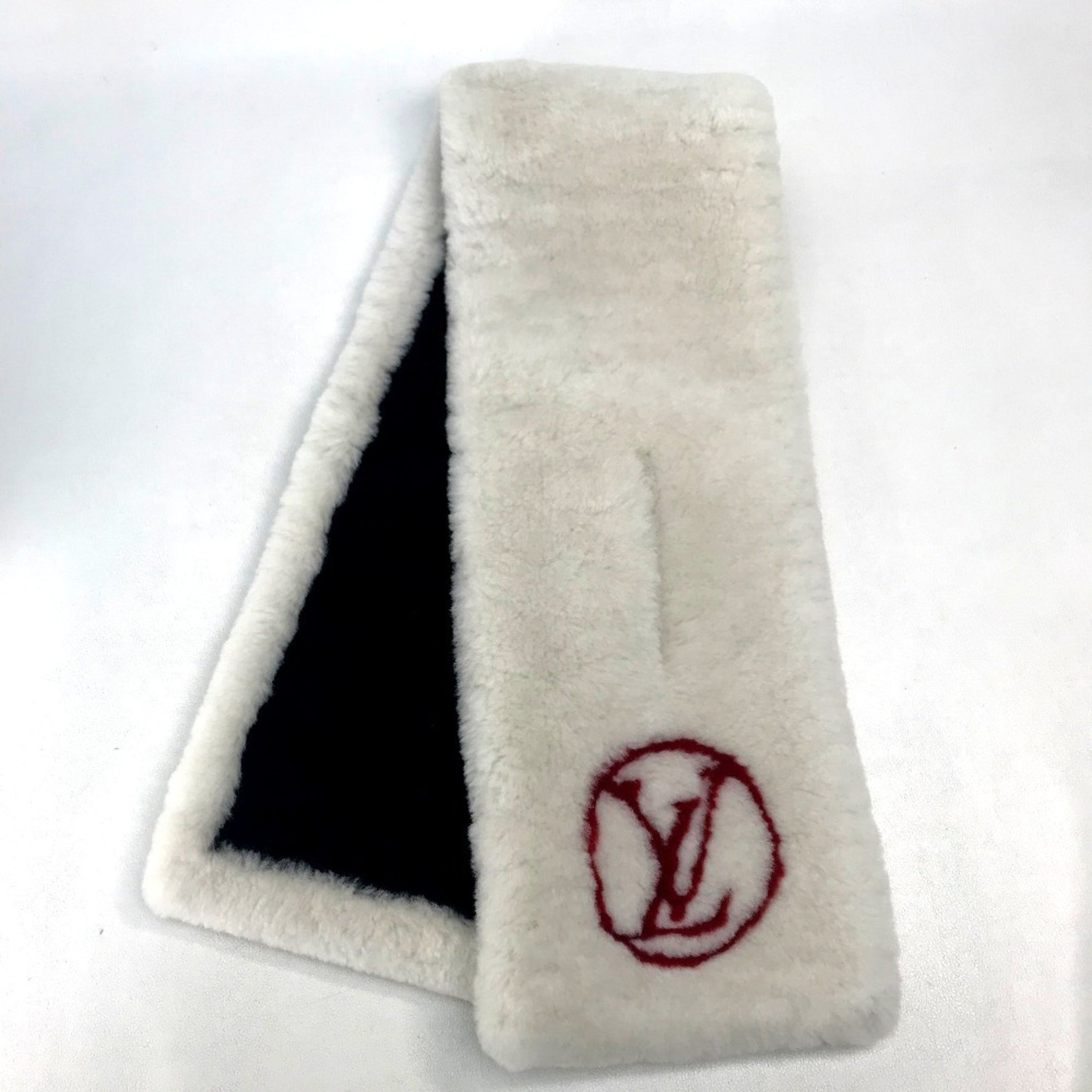 Louis Vuitton Monogram Flower Echarpe Shirring Darling Stole Scarf Cashmere/Shearling White x Red