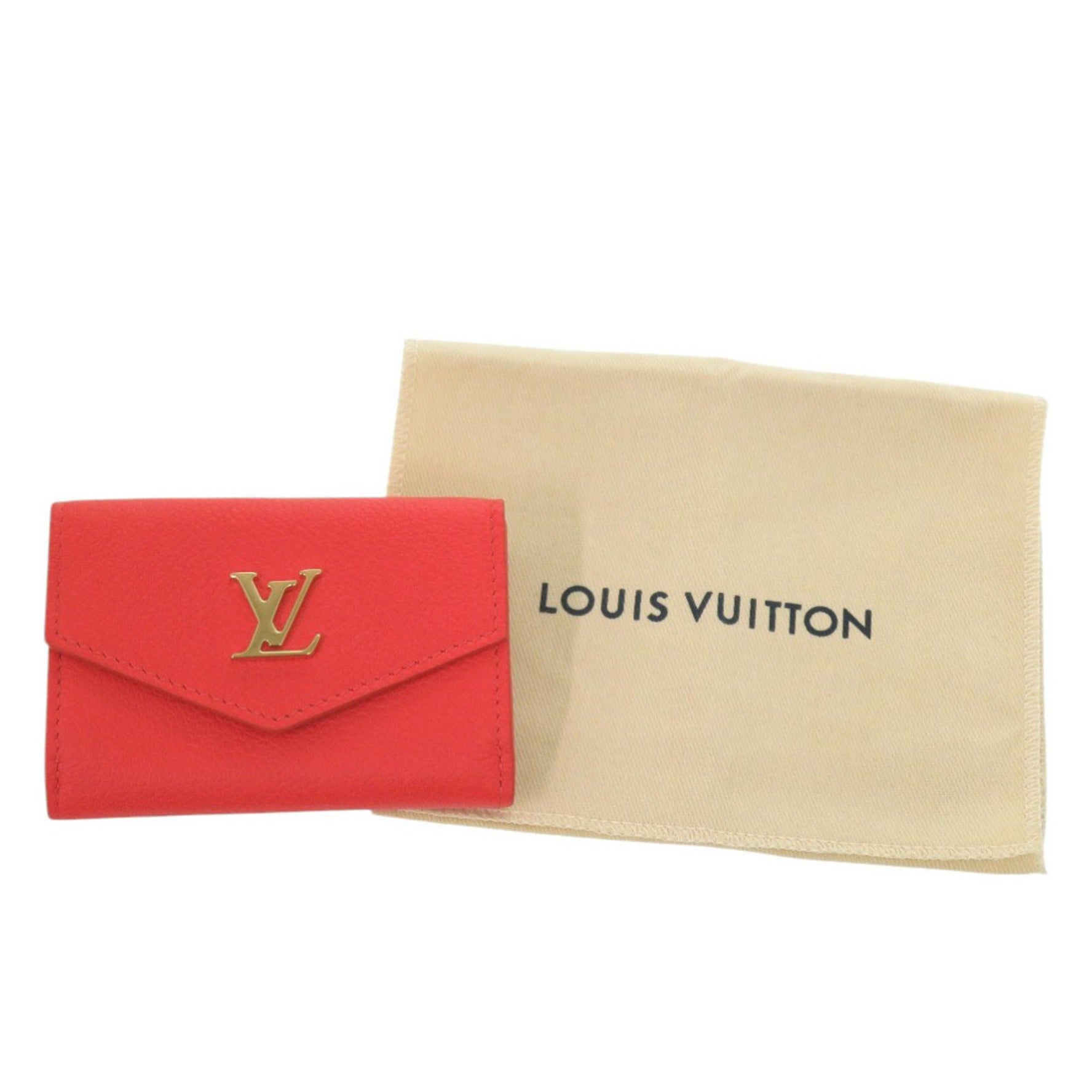 Like new Louis Vuitton Portefeuille Rock Mini Leather Tri-fold Wallet Red LV 0393 LOUIS VUITTON
