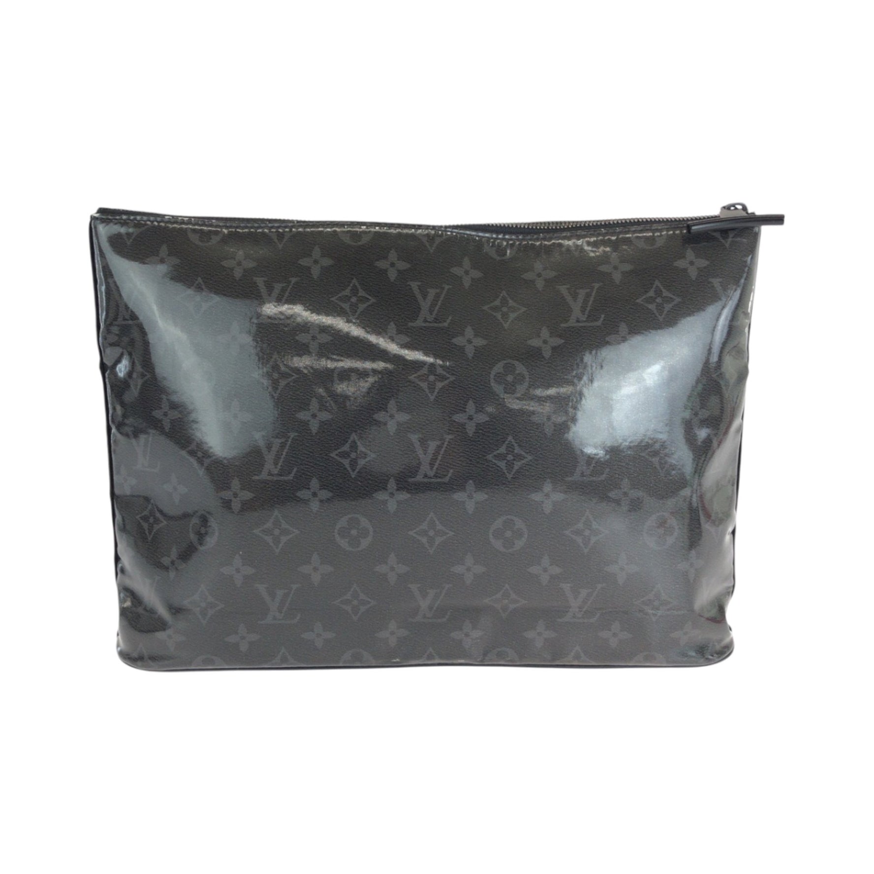 Louis Vuitton Monogram Eclipse Pochette Cosmos Silver Hardware Patent Leather Clutch Bag Second