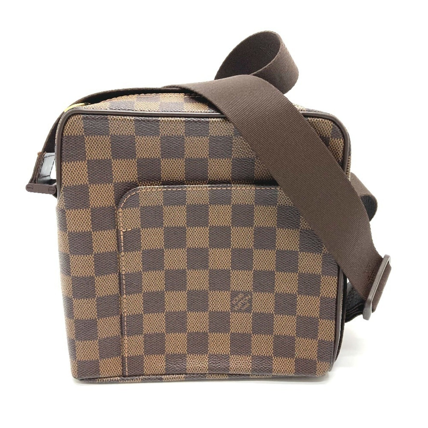 LOUIS VUITTON N41442 Damier Olaf PM Pochette Shoulder Bag in Canvas, Unisex, Ebene Brown