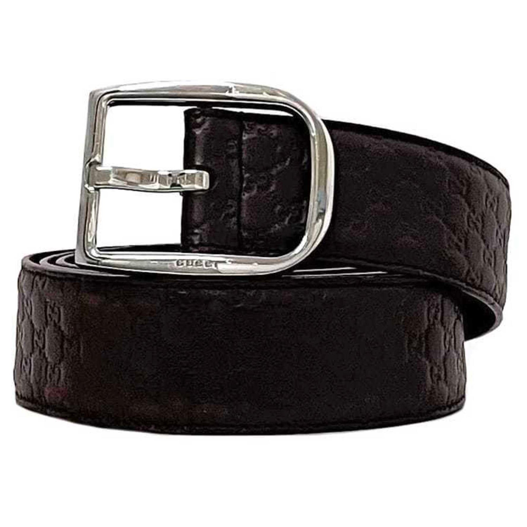 Gucci belt ec-23096 brown micro stripe 103cm leather GUCCI GG buckle line wide men's