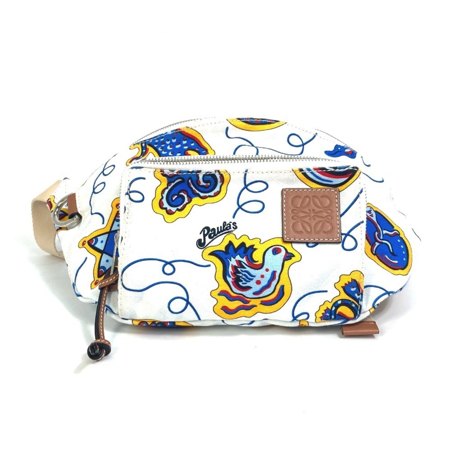 LOEWE Anagram waist bag/shoulder bag, Paula's Ibiza canvas body bag white and blue