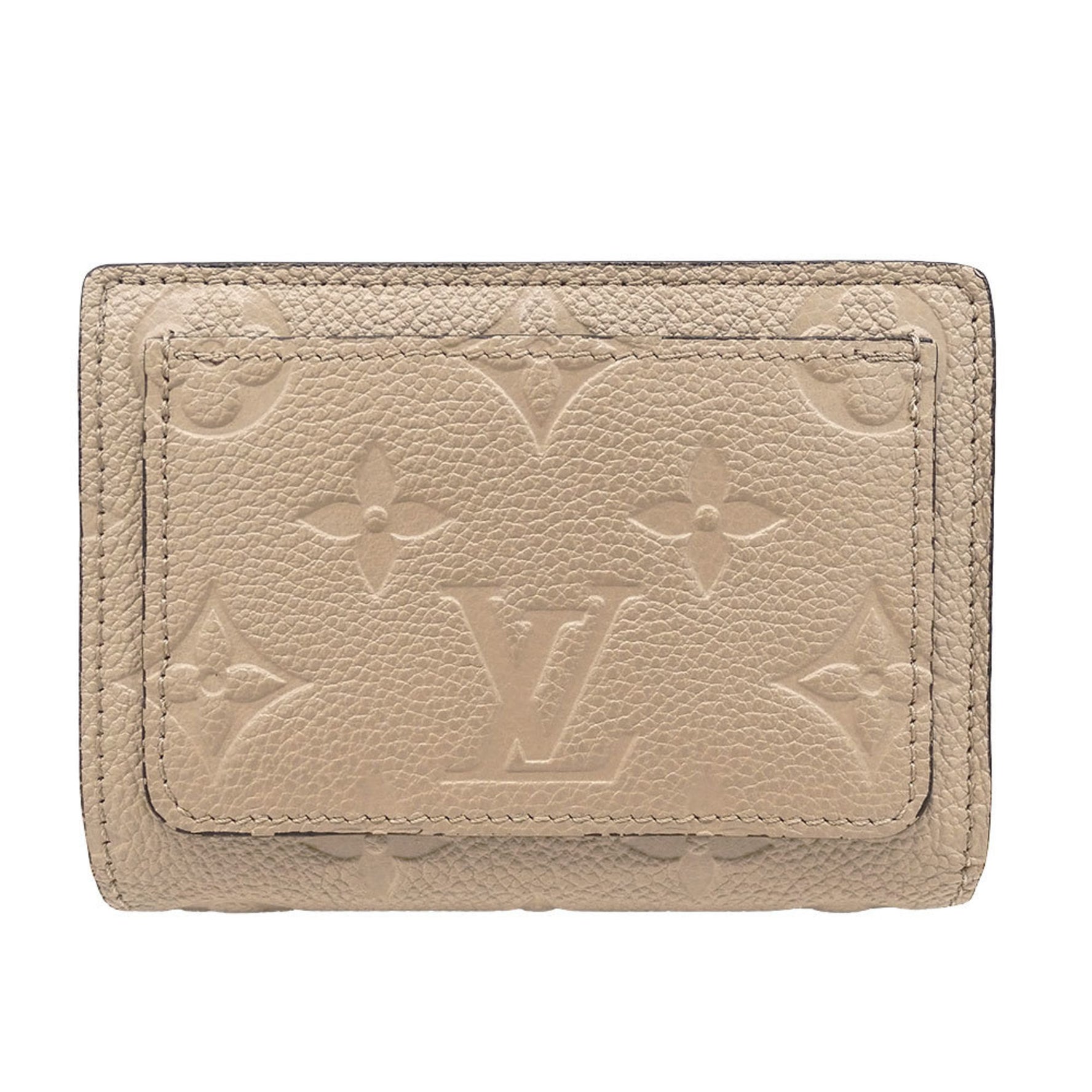 Louis Vuitton Monogram Empreinte Portefeuille Cou Tourterelle Bifold Wallet, Beige, Round Pocket