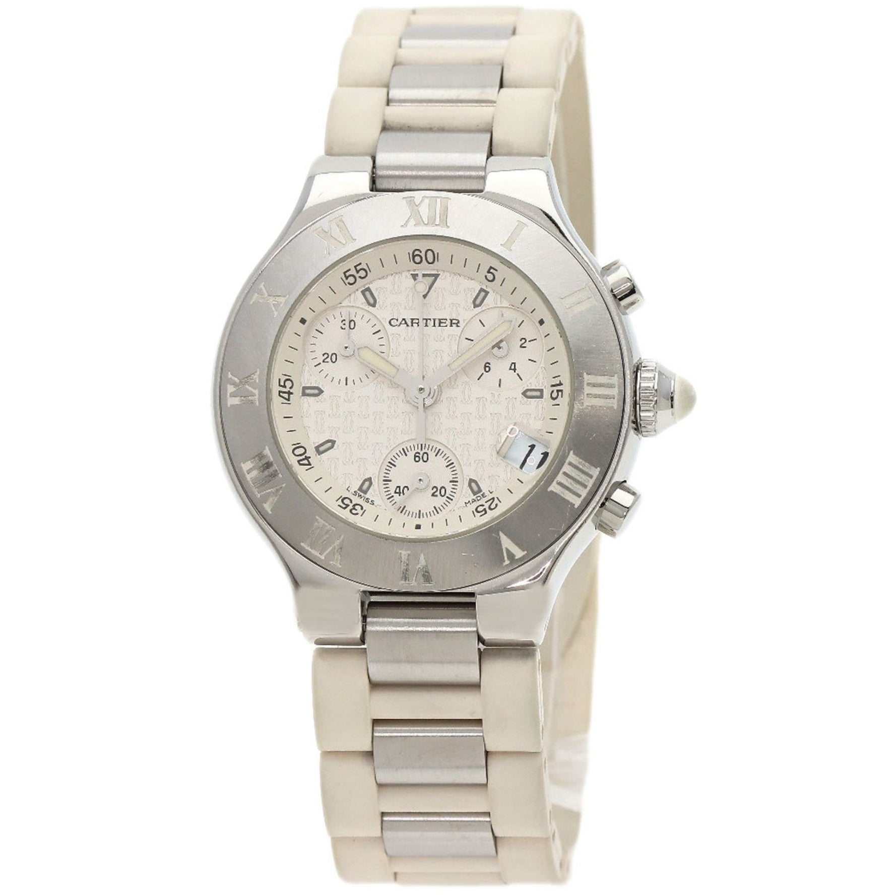 Cartier Chronoscuff SM Watch Stainless Steel Rubber Ladies